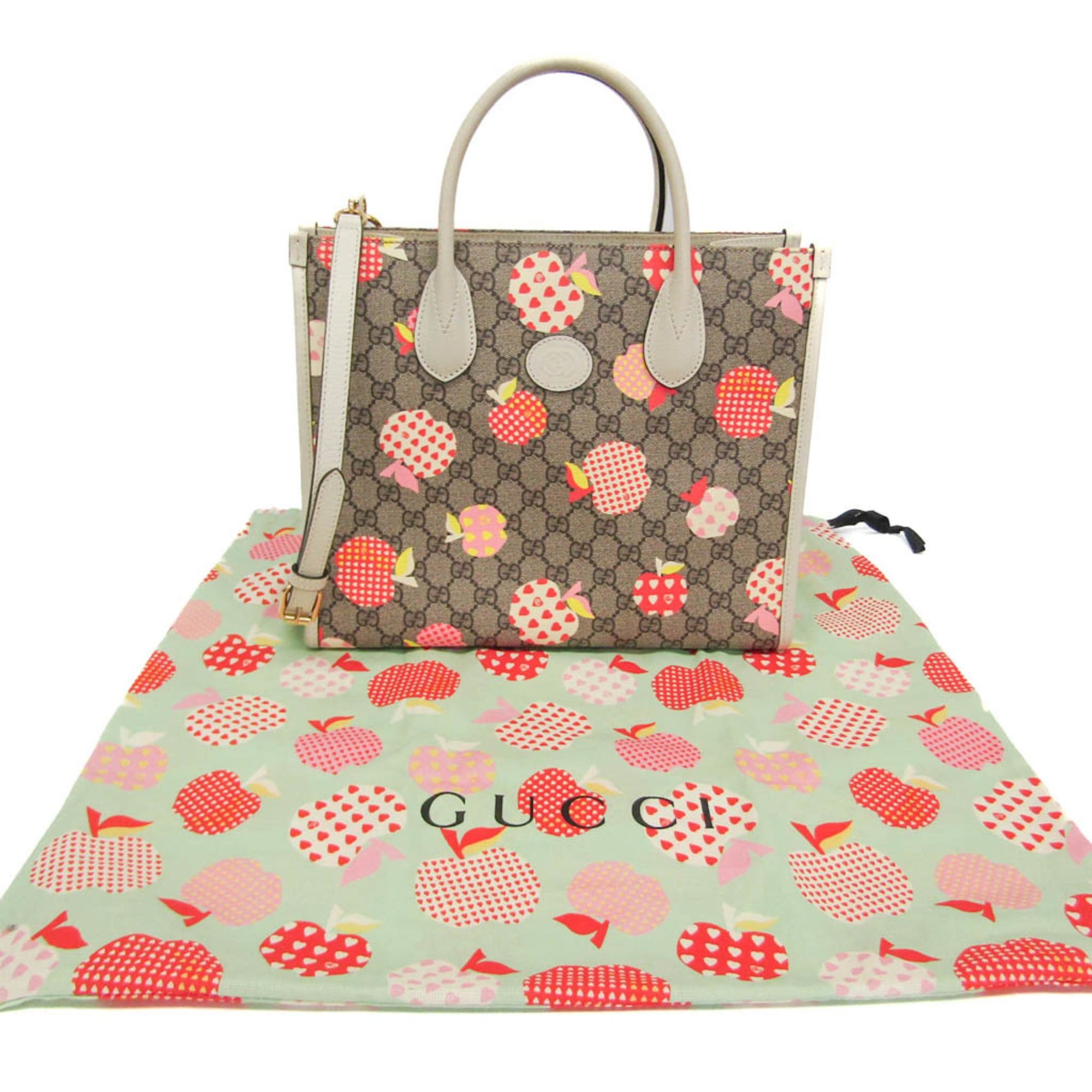 Gucci Gucci GG Supreme Apple Heart Reborn 659983 Women's Leather,GG Supreme Handbag,Shoulder Bag Beige,Brown,Cream,Multi-color Size ONE SIZE - 2 Thumbnail