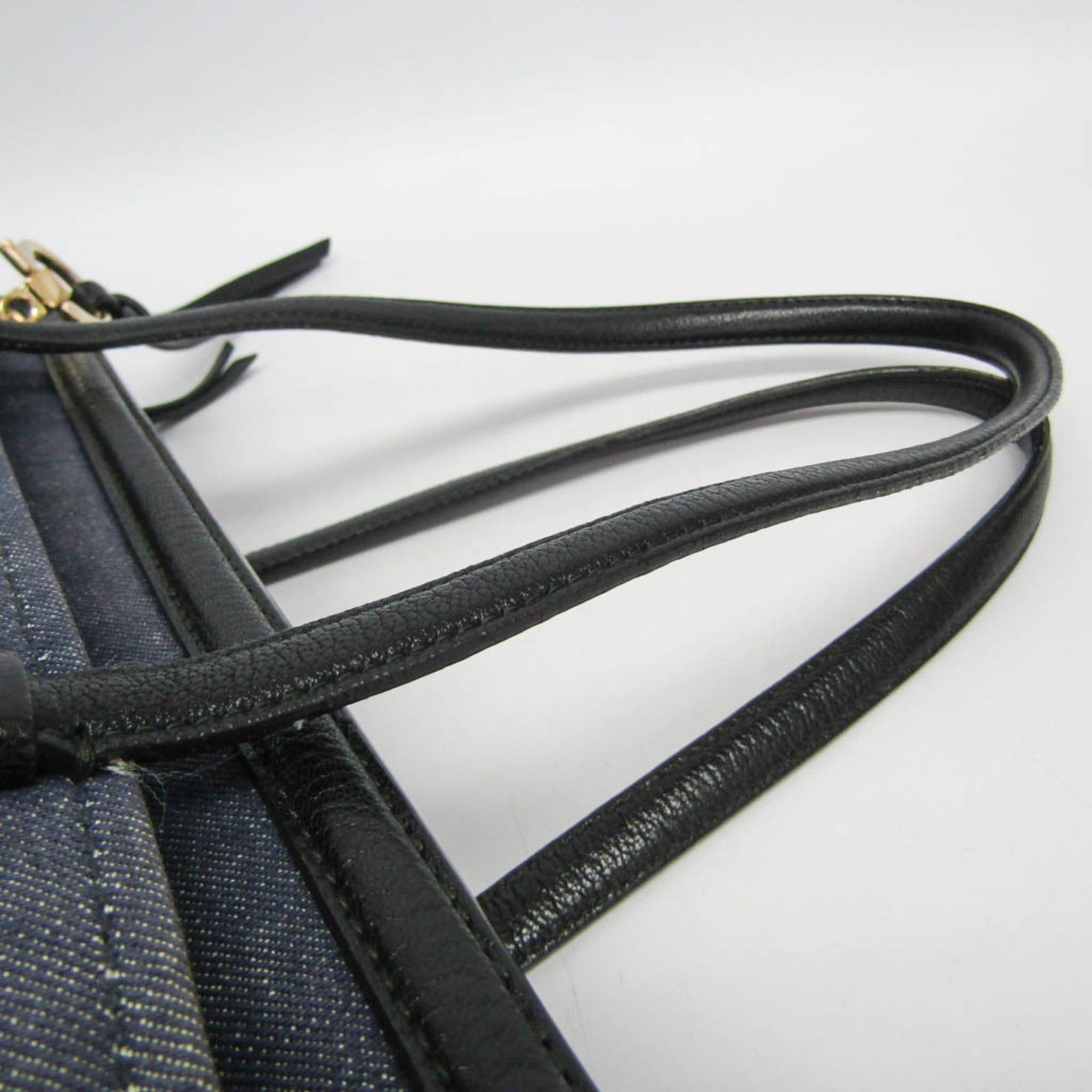Salvatore Ferragamo Salvatore Ferragamo Gancini Amy EZ-21 F759 Women's Denim,Leather Tote Bag Black,Navy Size ONE SIZE - 7 Thumbnail