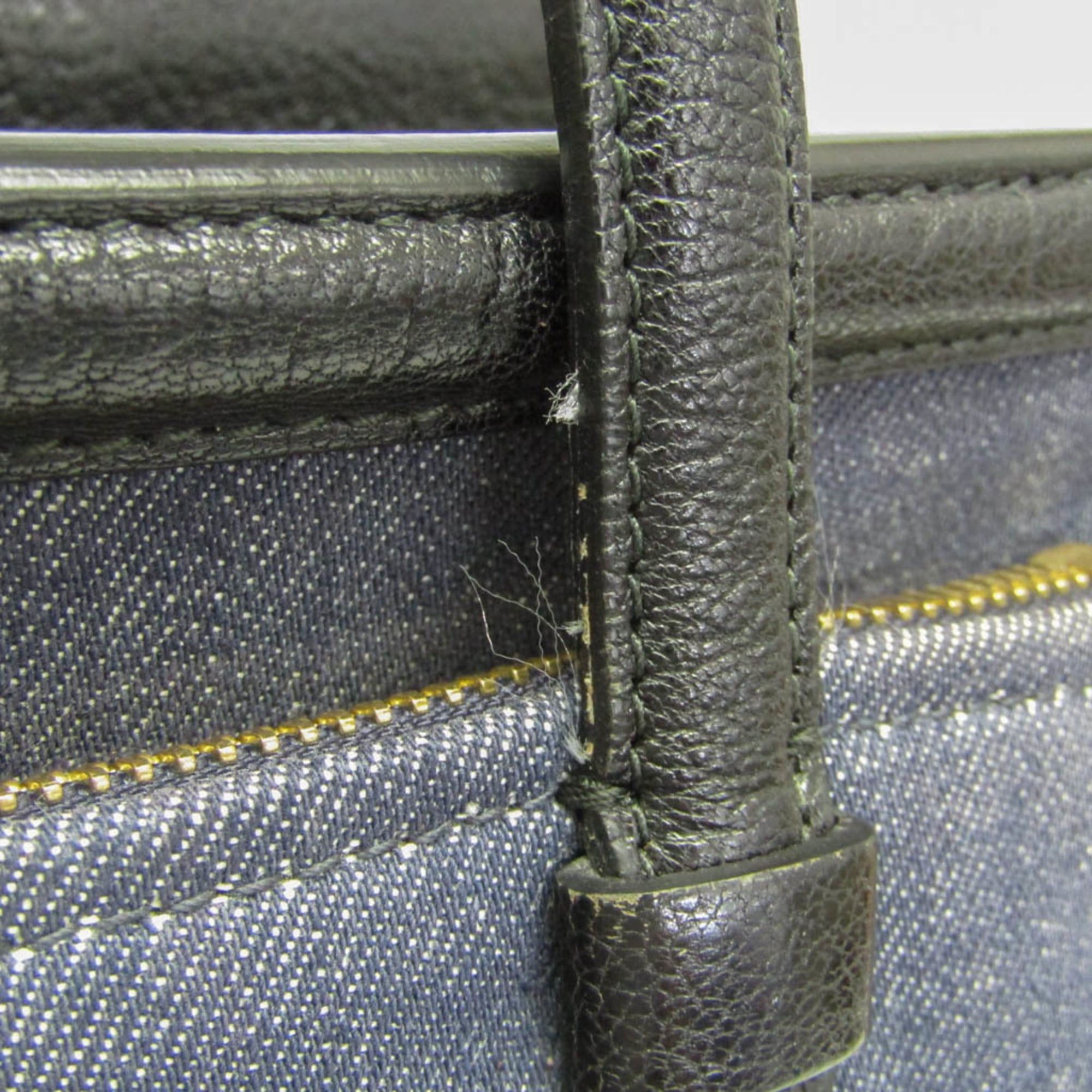 Salvatore Ferragamo Salvatore Ferragamo Gancini Amy EZ-21 F759 Women's Denim,Leather Tote Bag Black,Navy Size ONE SIZE - 10 Thumbnail