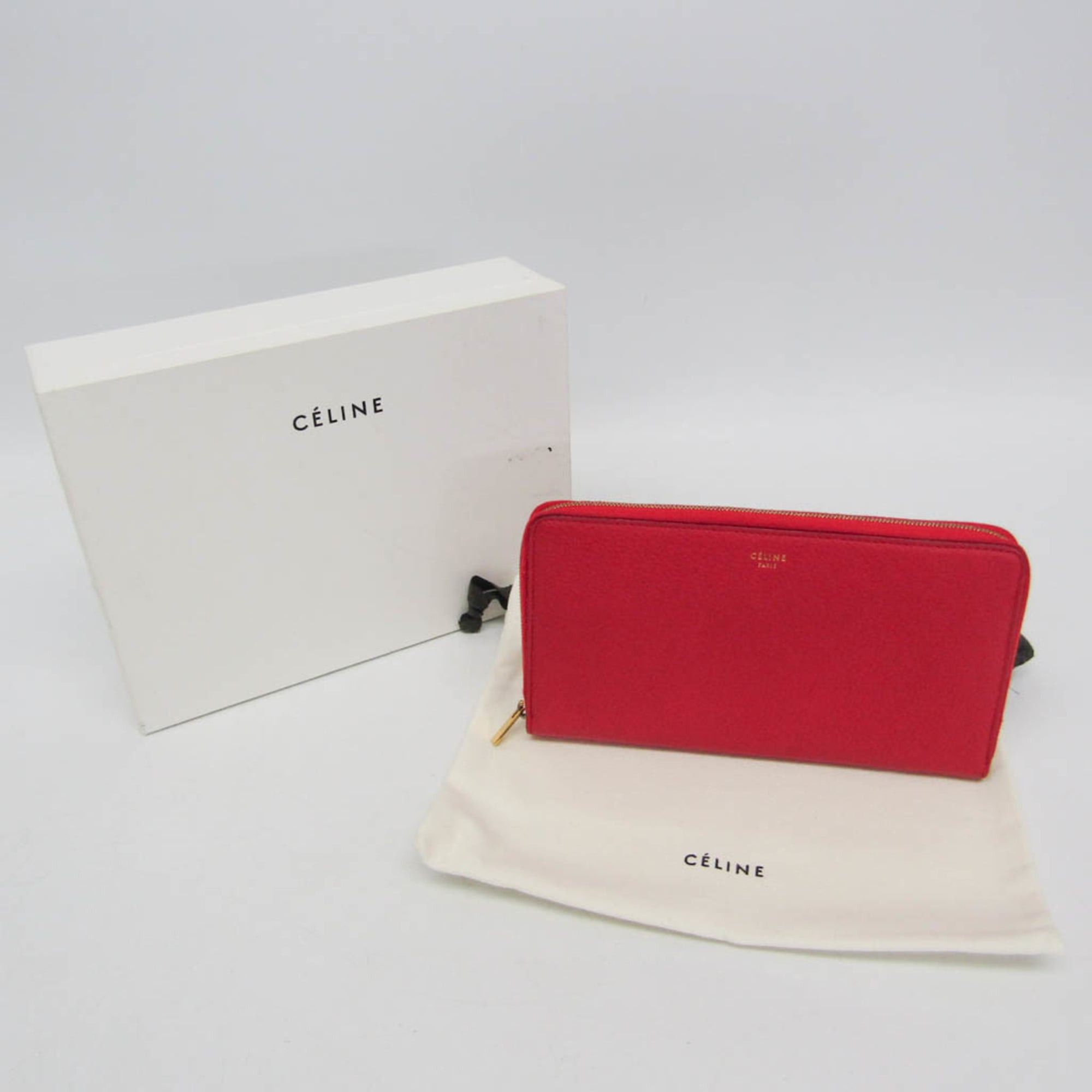 Celine Celine Large Zip Multifunction 103973 Women's Calfskin Long Wallet (bi-fold) Red Color Size ONE SIZE - 2 Thumbnail