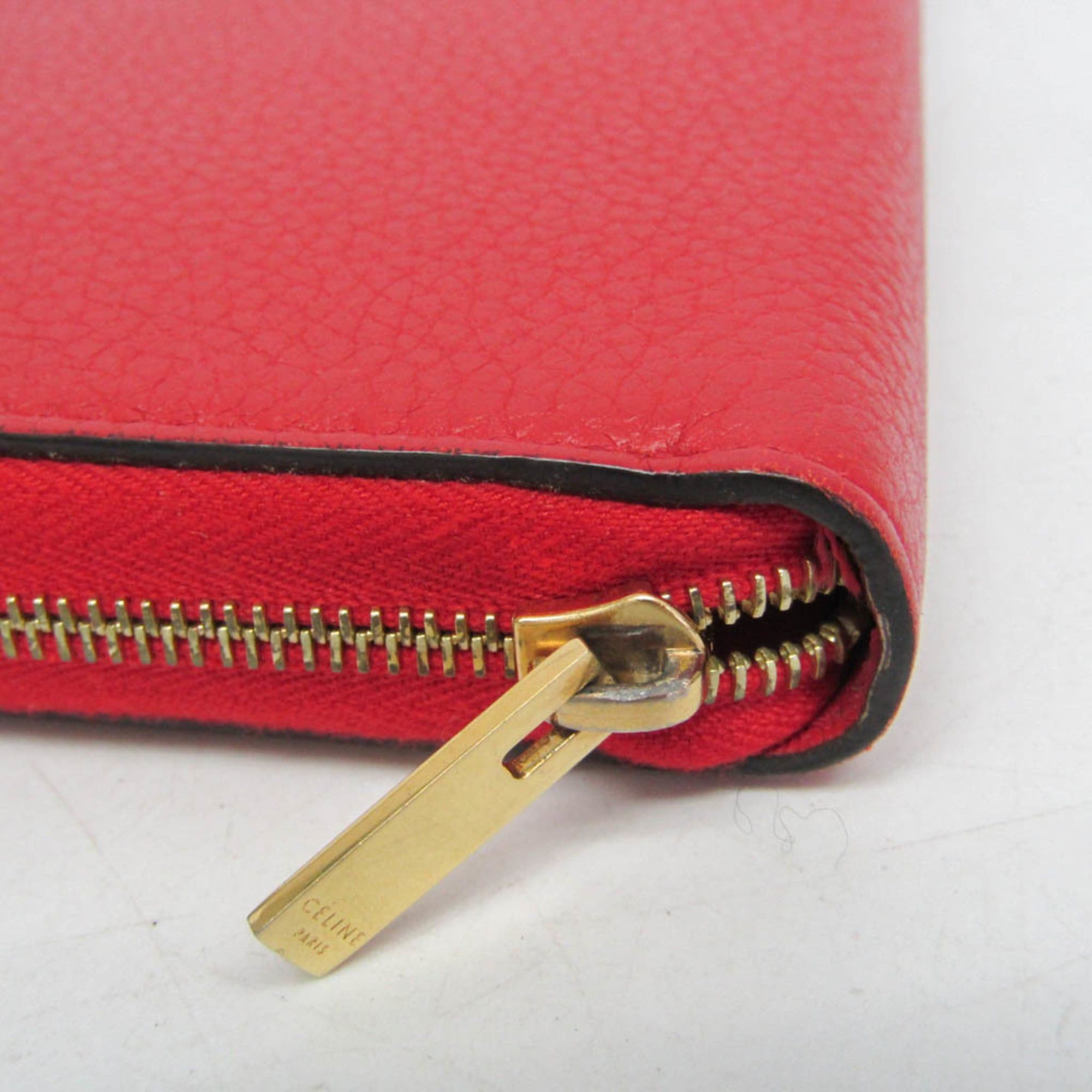 Celine Celine Large Zip Multifunction 103973 Women's Calfskin Long Wallet (bi-fold) Red Color Size ONE SIZE - 7 Thumbnail