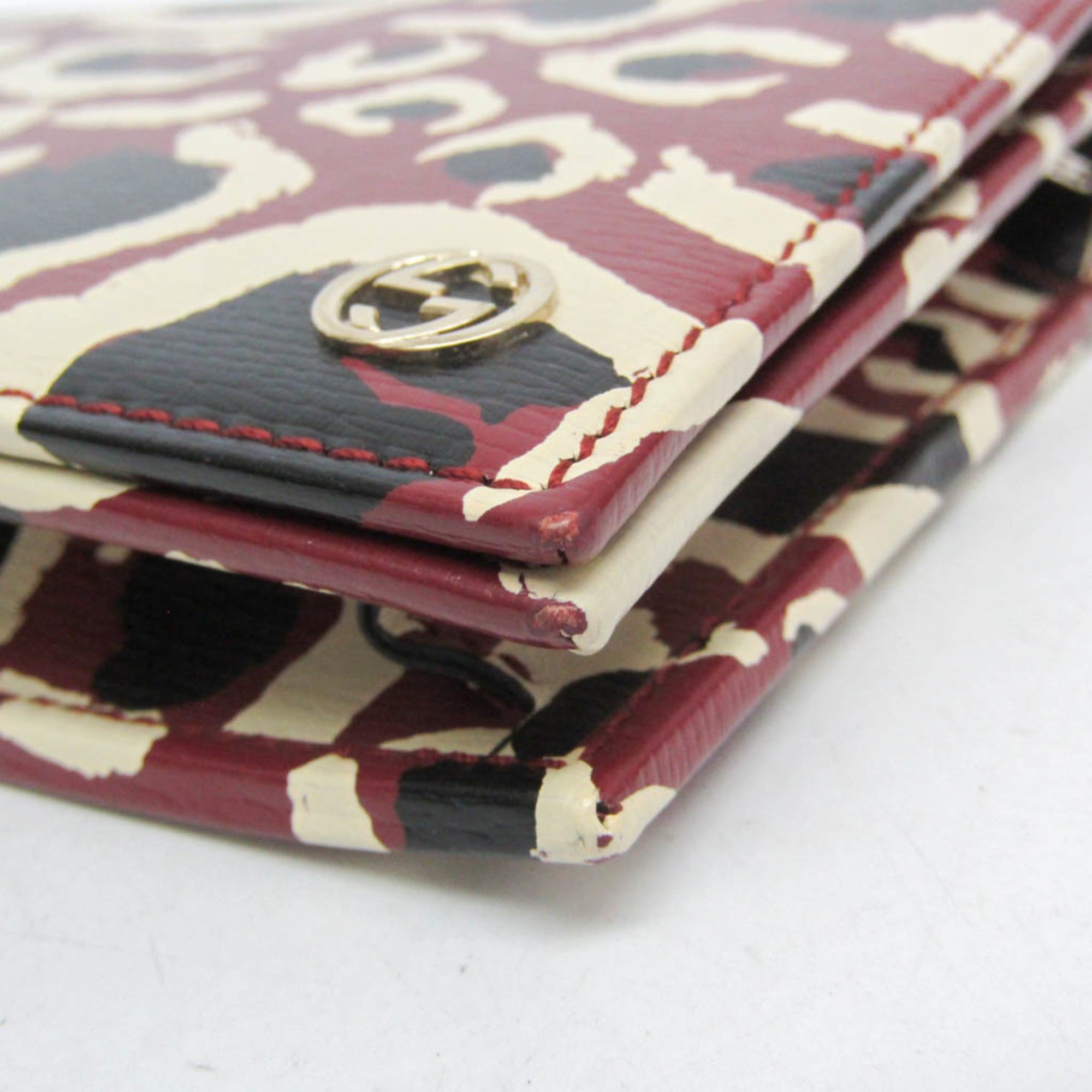 Gucci Gucci 354697 Women's Leather Chain/Shoulder Wallet Black,Bordeaux,Cream Size ONE SIZE - 5 Thumbnail
