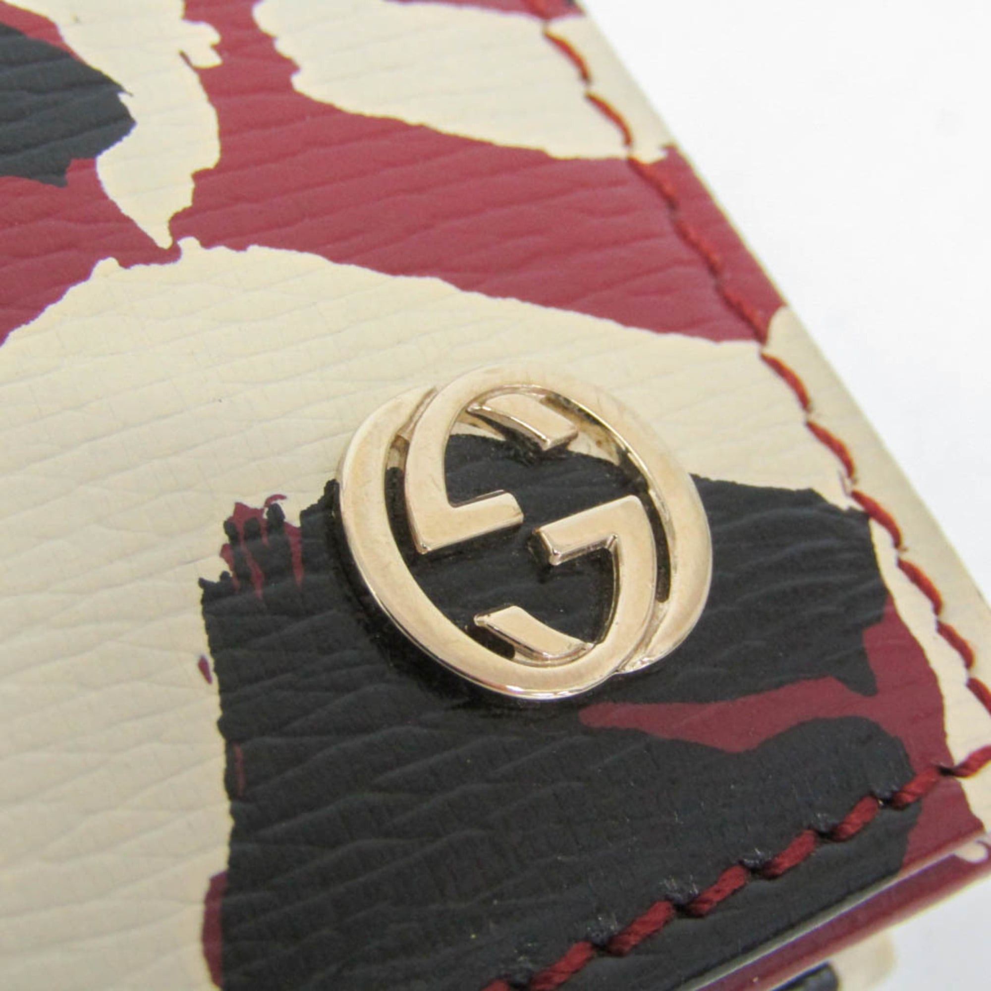 Gucci Gucci 354697 Women's Leather Chain/Shoulder Wallet Black,Bordeaux,Cream Size ONE SIZE - 10 Thumbnail
