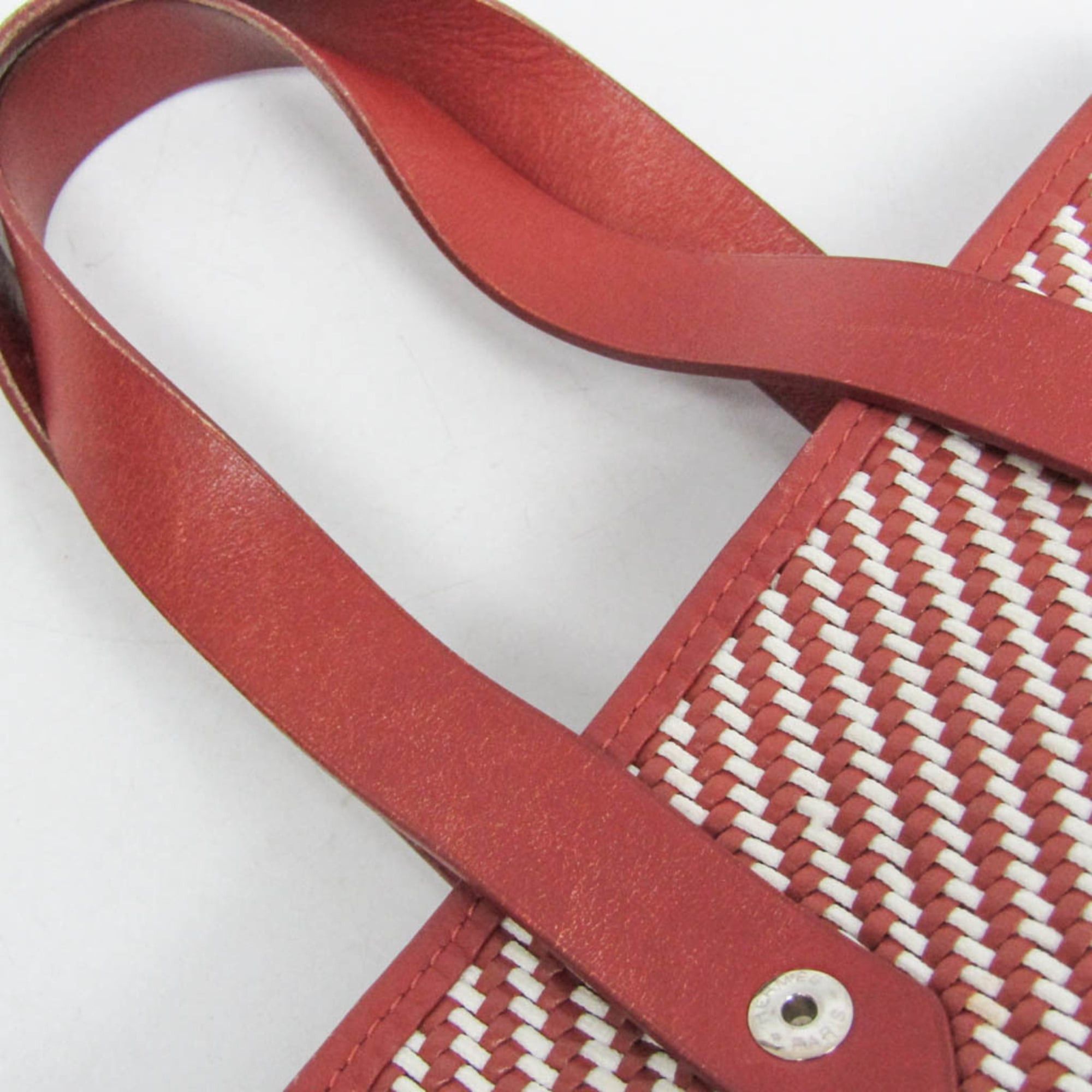Hermes Hermes Ahmedabad Diego PM Women's Leather,Polyester Tote Bag Red Brown,White Size ONE SIZE - 7 Thumbnail