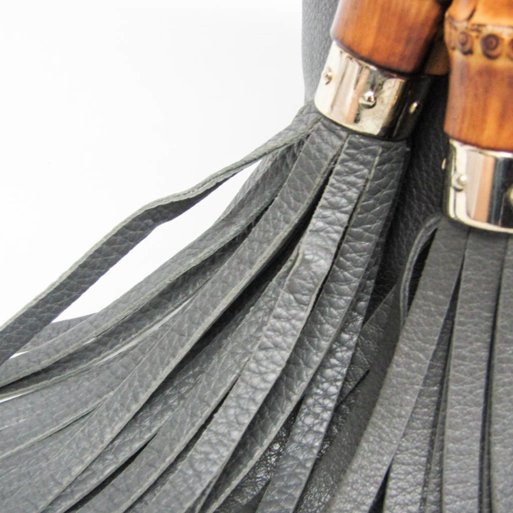 Gucci Gucci Bamboo Tassel 354665 Women's Leather Tote Bag Gray Size ONE SIZE - 12 Thumbnail
