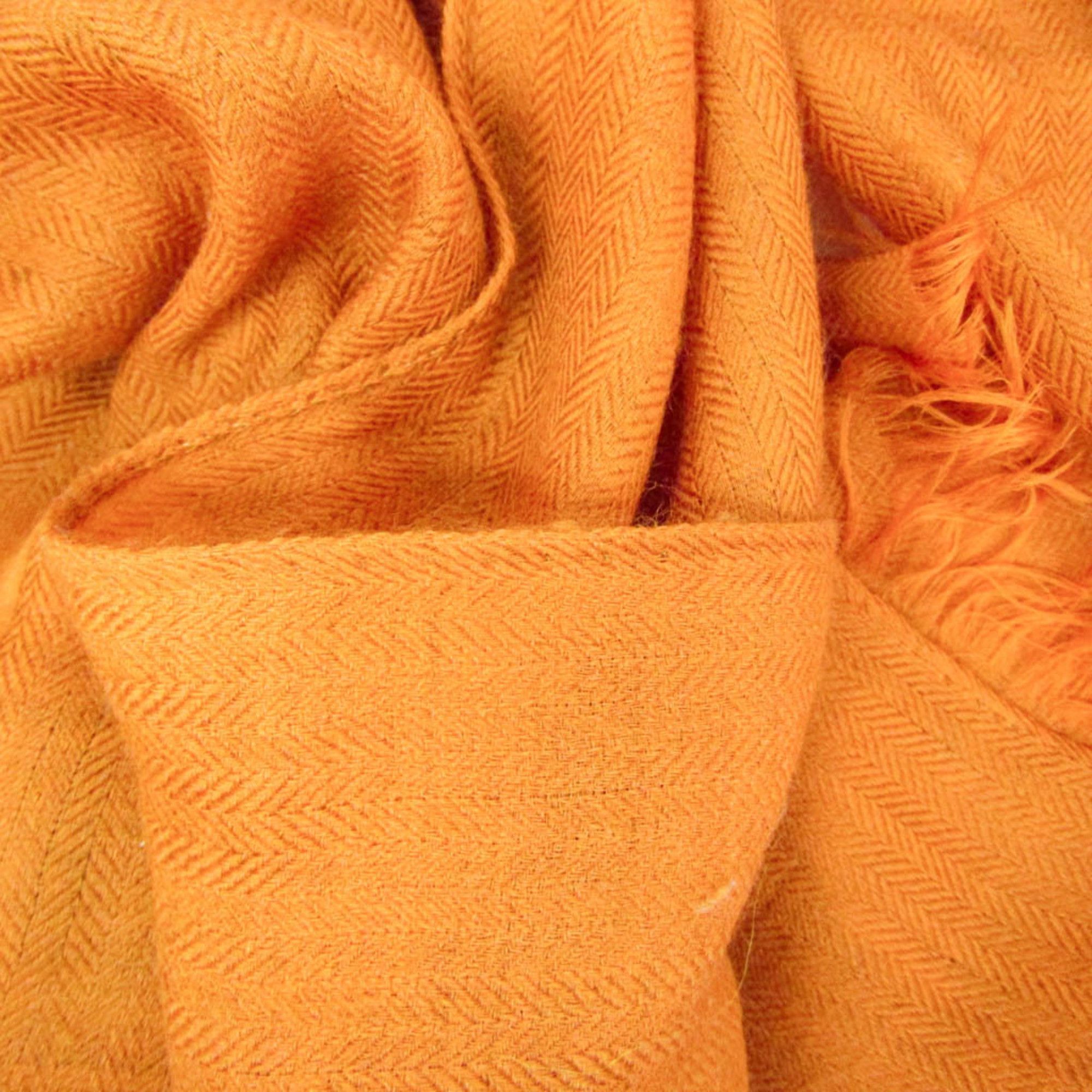 Hermes Hermes Women,Men Cashmere Wool Stole Orange Size ONE SIZE - 16 Thumbnail