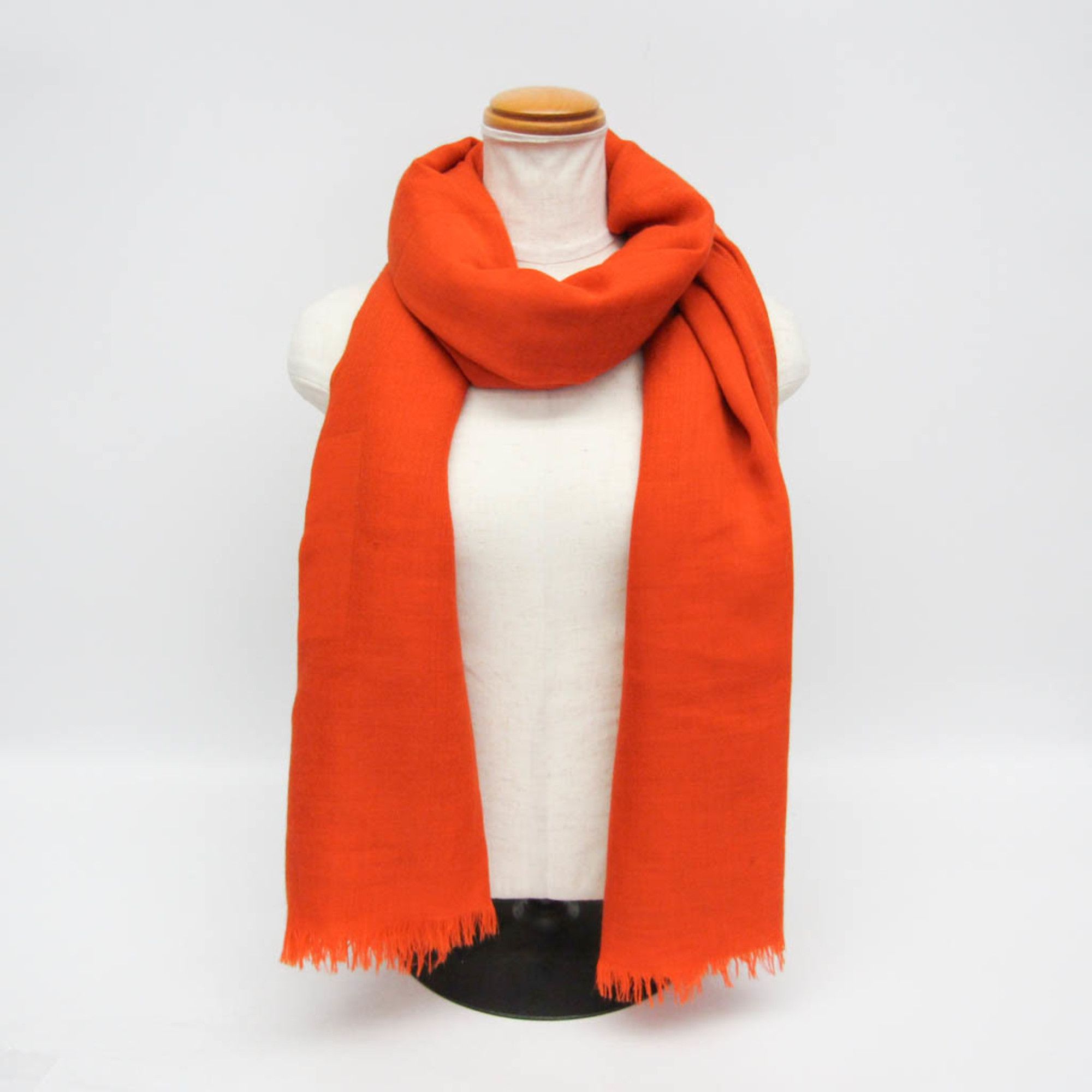 Hermes Hermes Women,Men Cashmere Wool Stole Orange Size ONE SIZE - 19 Thumbnail
