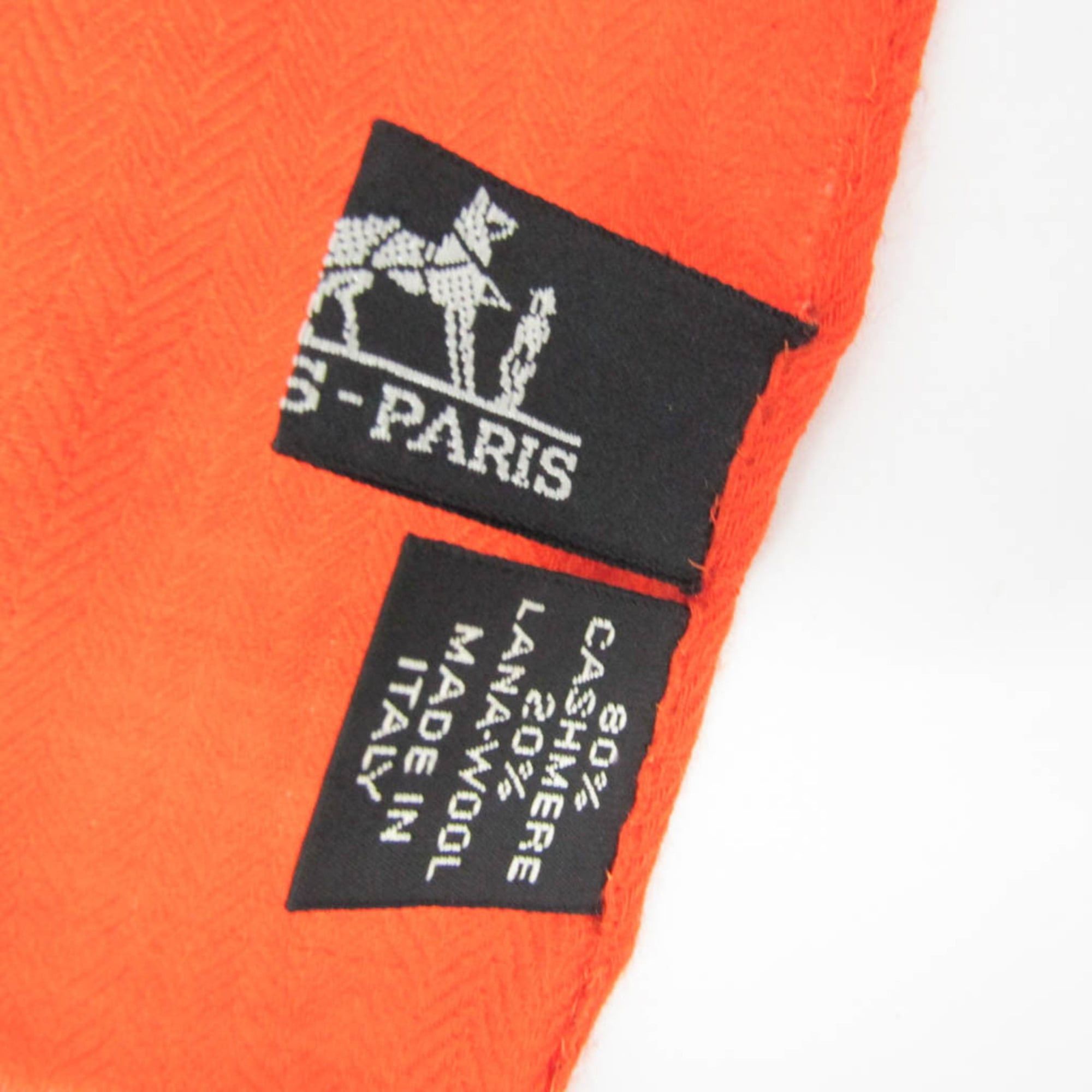 Hermes Hermes Women,Men Cashmere Wool Stole Orange Size ONE SIZE - 18 Thumbnail