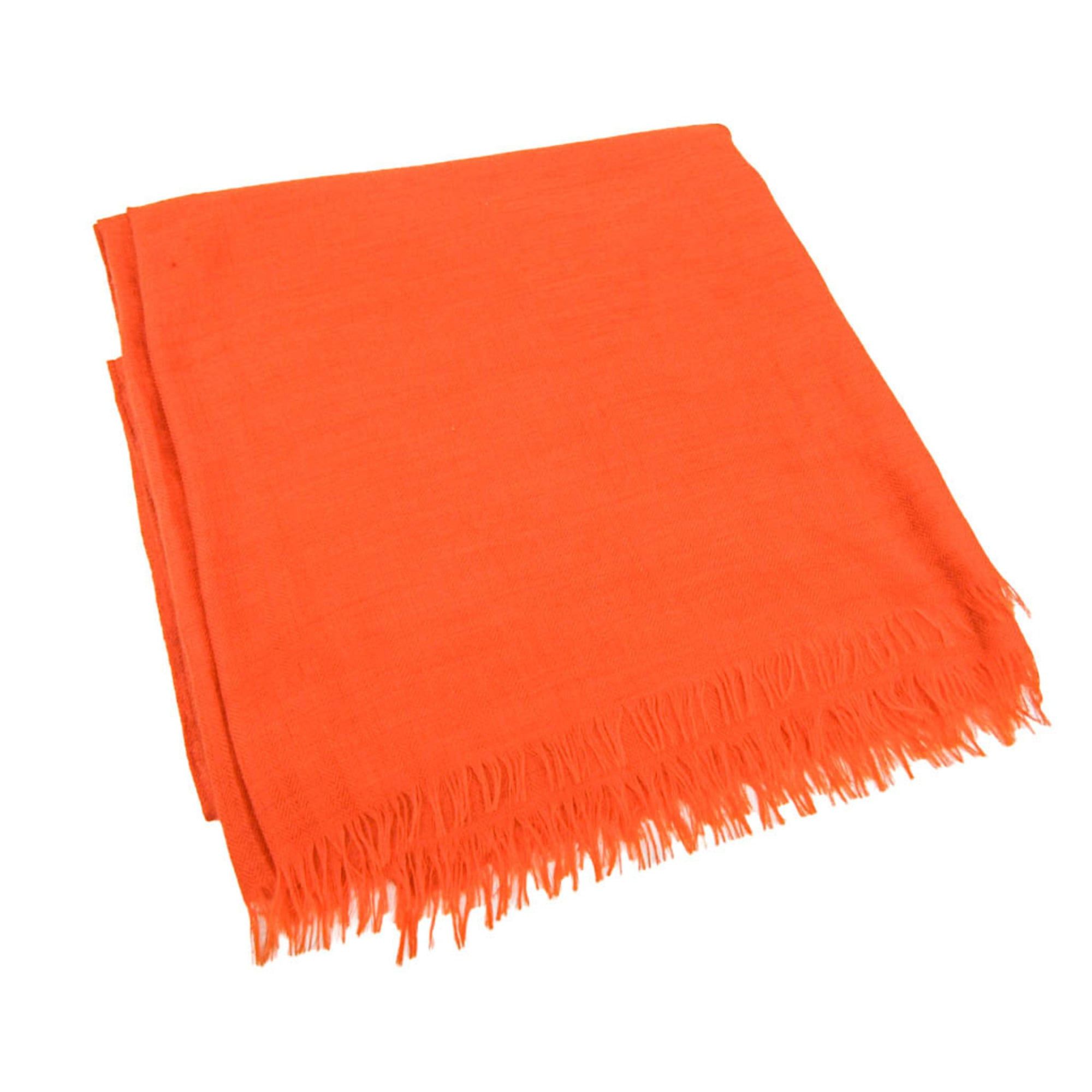 Hermes Hermes Women,Men Cashmere Wool Stole Orange Size ONE SIZE - 2 Thumbnail