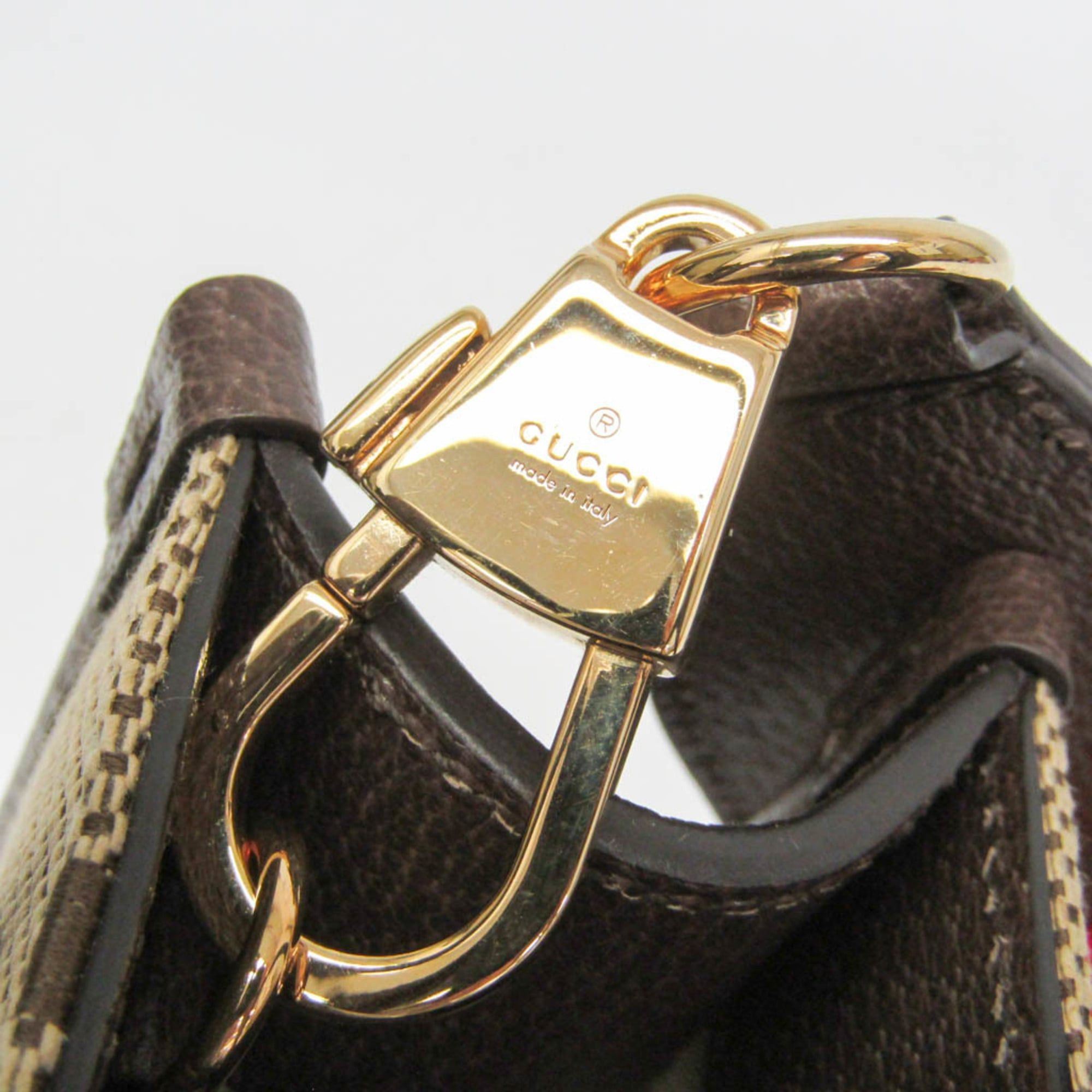 Gucci Gucci Jumbo GG Mini 699406 Women's Canvas,Leather Handbag,Shoulder Bag Beige,Dark Brown Size ONE SIZE - 10 Thumbnail
