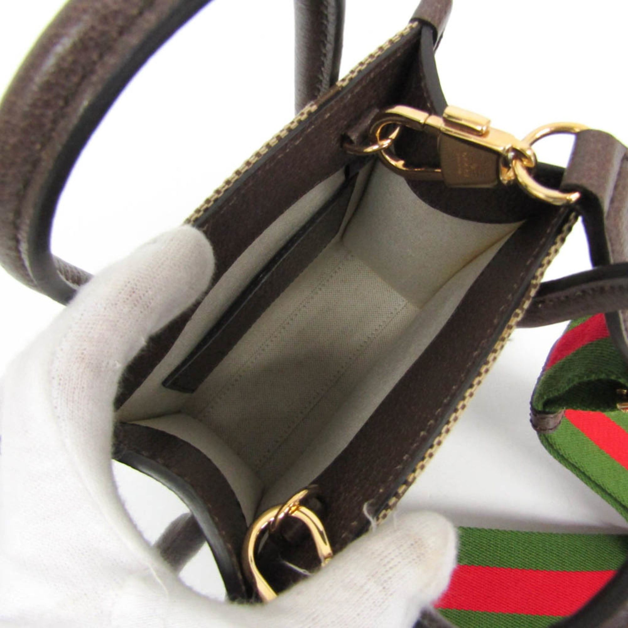 Gucci Gucci Jumbo GG Mini 699406 Women's Canvas,Leather Handbag,Shoulder Bag Beige,Dark Brown Size ONE SIZE - 4 Thumbnail