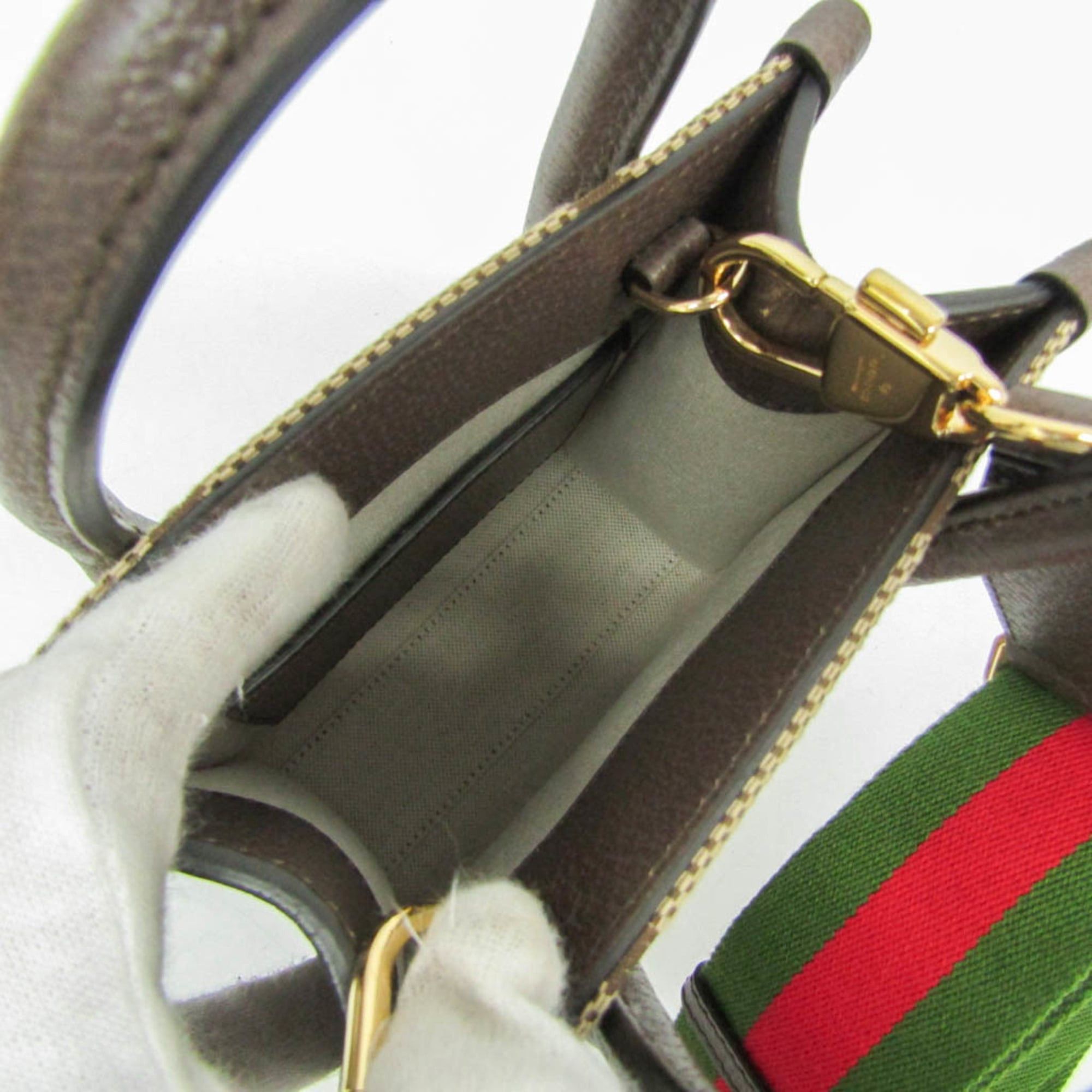 Gucci Gucci Jumbo GG Mini 699406 Women's Canvas,Leather Handbag,Shoulder Bag Beige,Dark Brown Size ONE SIZE - 4 Thumbnail