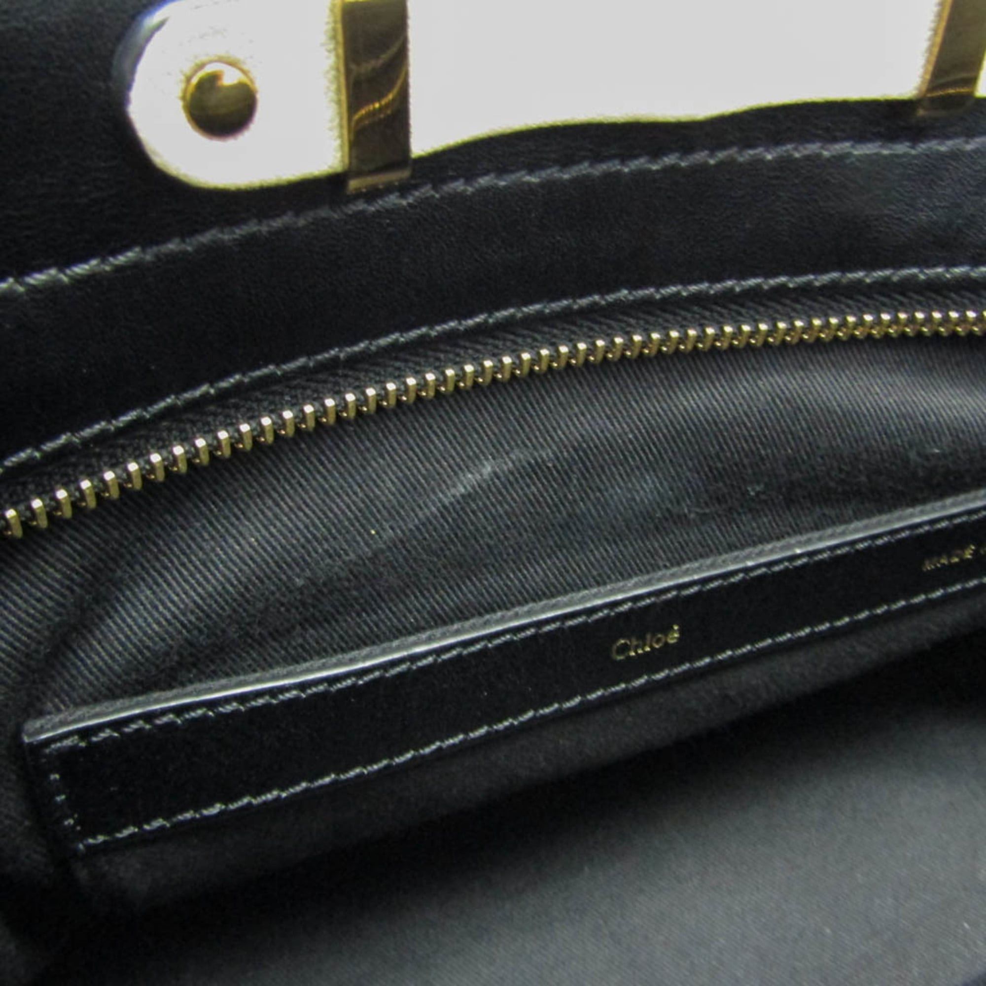 Chloe Chloé Alice Women's Leather Handbag,Shoulder Bag Black,Cream Size ONE SIZE - 10 Thumbnail
