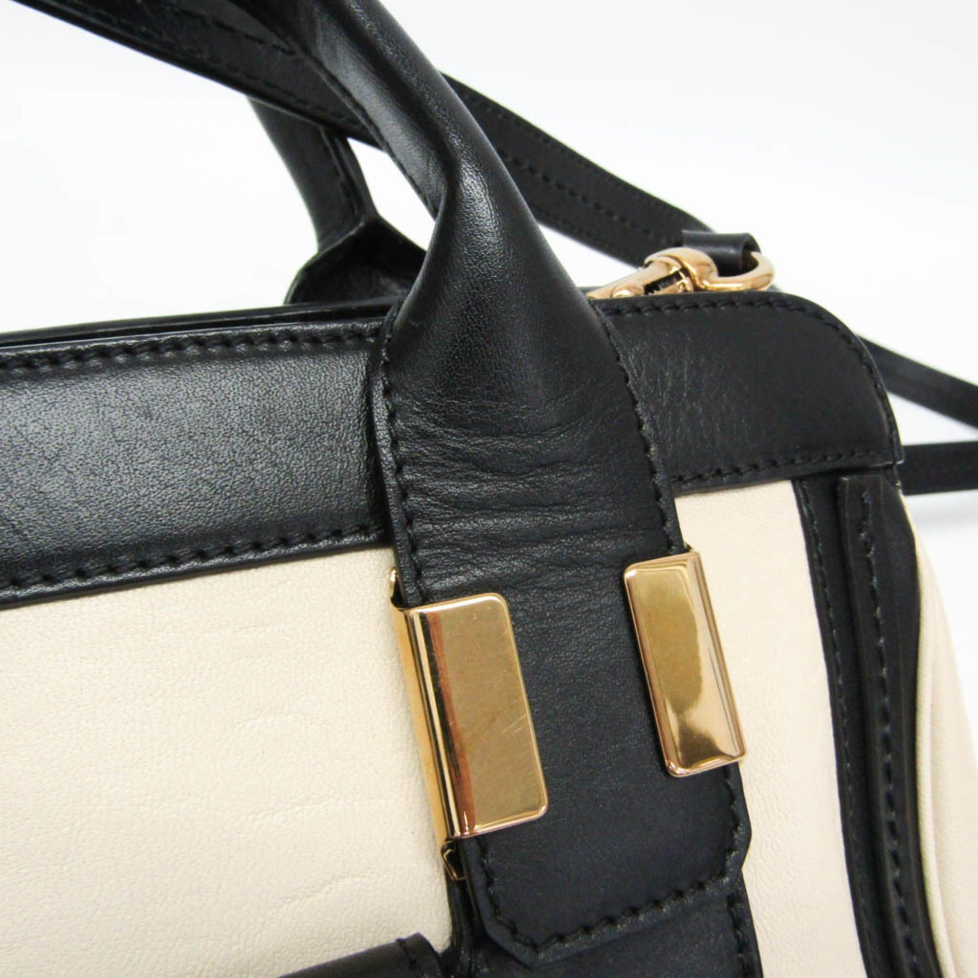 Chloe Chloé Alice Women's Leather Handbag,Shoulder Bag Black,Cream Size ONE SIZE - 8 Thumbnail