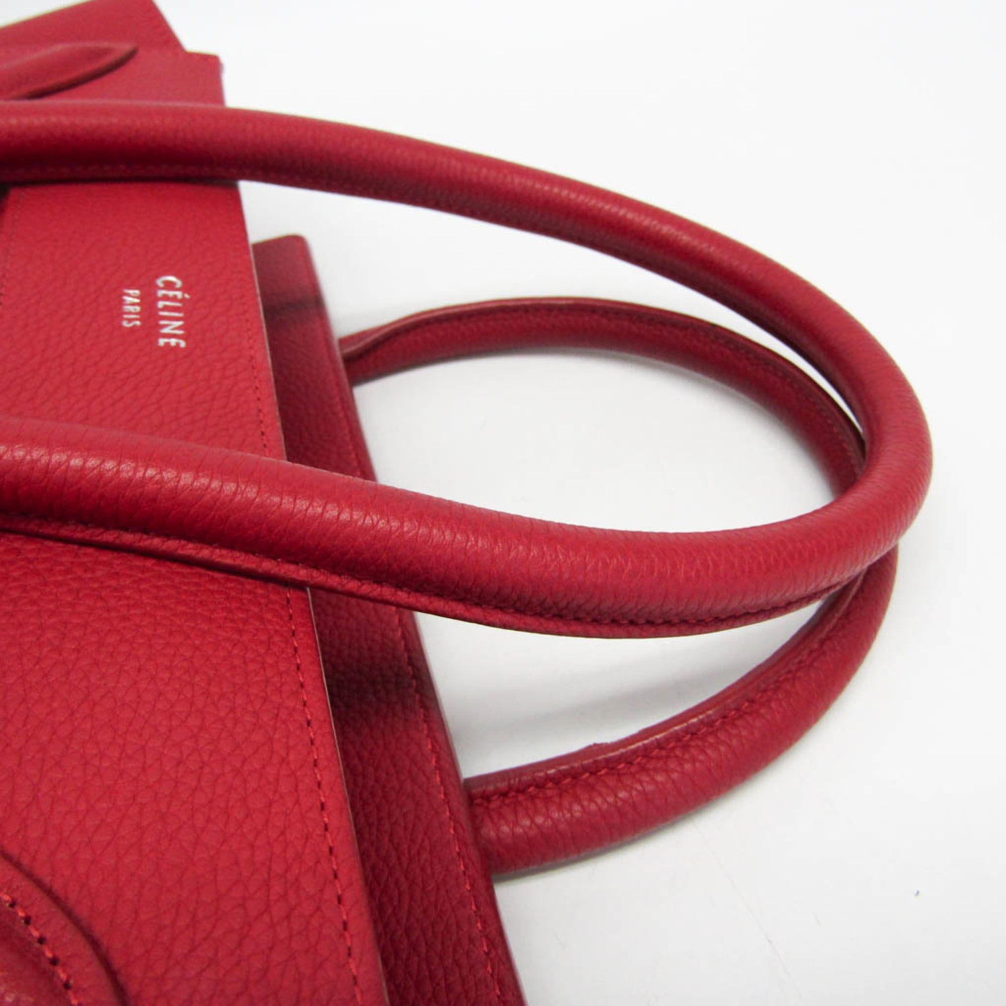 Celine Celine Luggage Micro Shopper 167793 Women's Leather Handbag Red Color Size ONE SIZE - 7 Thumbnail