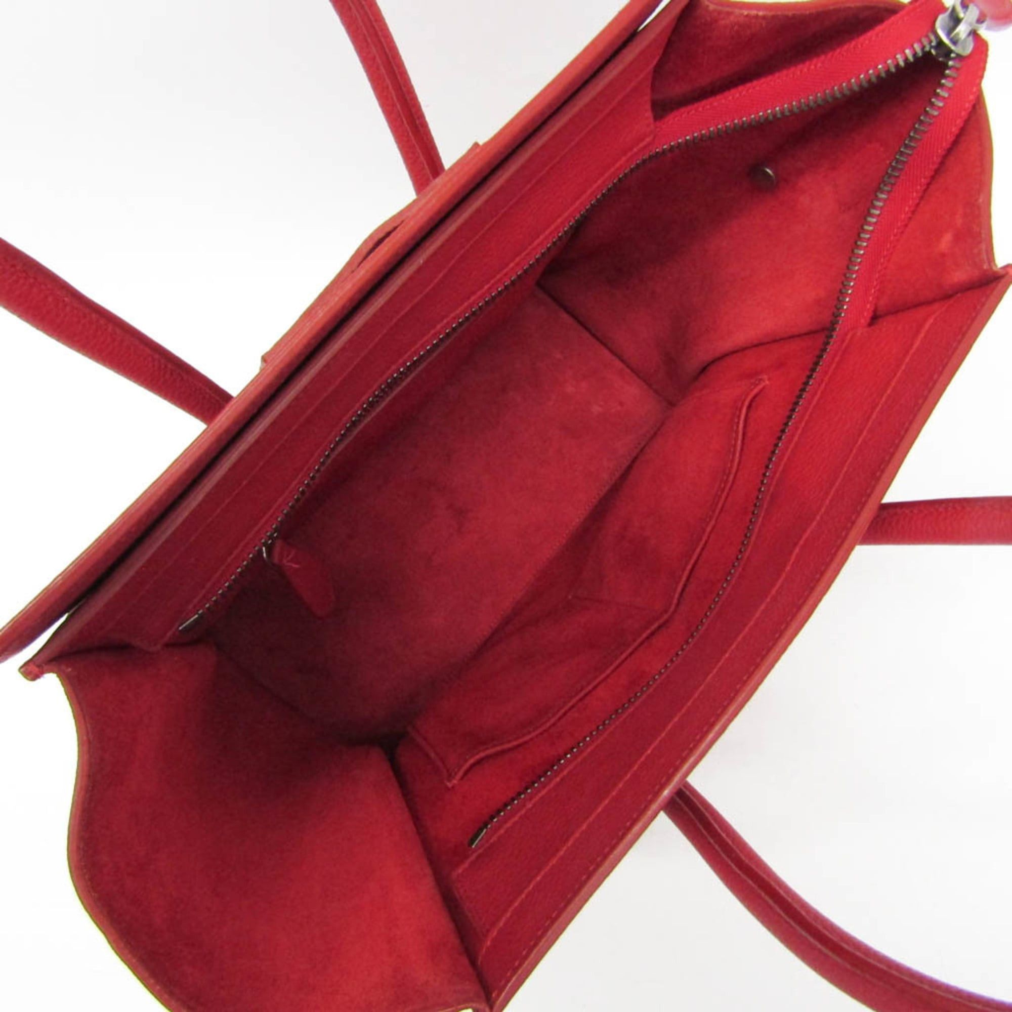 Celine Celine Luggage Micro Shopper 167793 Women's Leather Handbag Red Color Size ONE SIZE - 3 Thumbnail