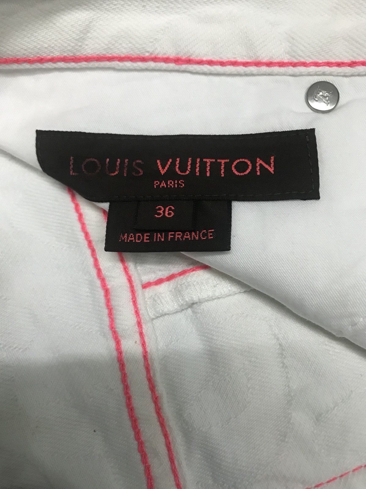 Louis Vuitton Louis Vuitton Pink Stich ‘Paris’ Monogram Spellout Jeans Size US 30 / EU 46 - 9 Thumbnail