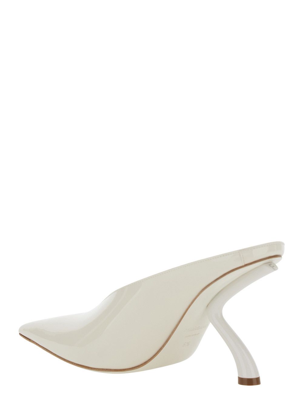 Salvatore Ferragamo White Mules with Sculptural Heel and V-Neck In Leather for Women Size US 7 / IT 37 - 3 Thumbnail
