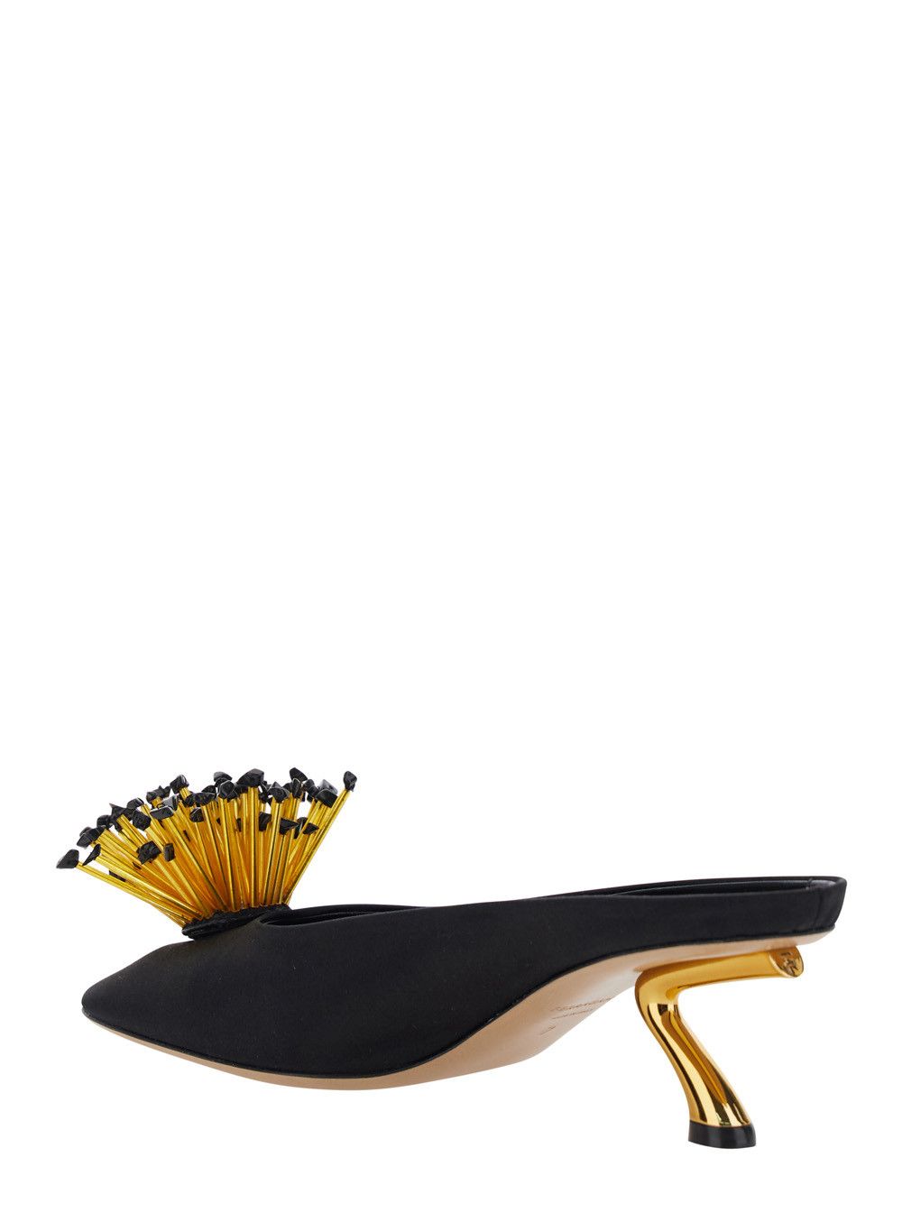 Salvatore Ferragamo Black Heeled Sandals with Crystal Decoration on the Front in Fabric for Women Size US 6.5 / IT 36.5 - 3 Thumbnail