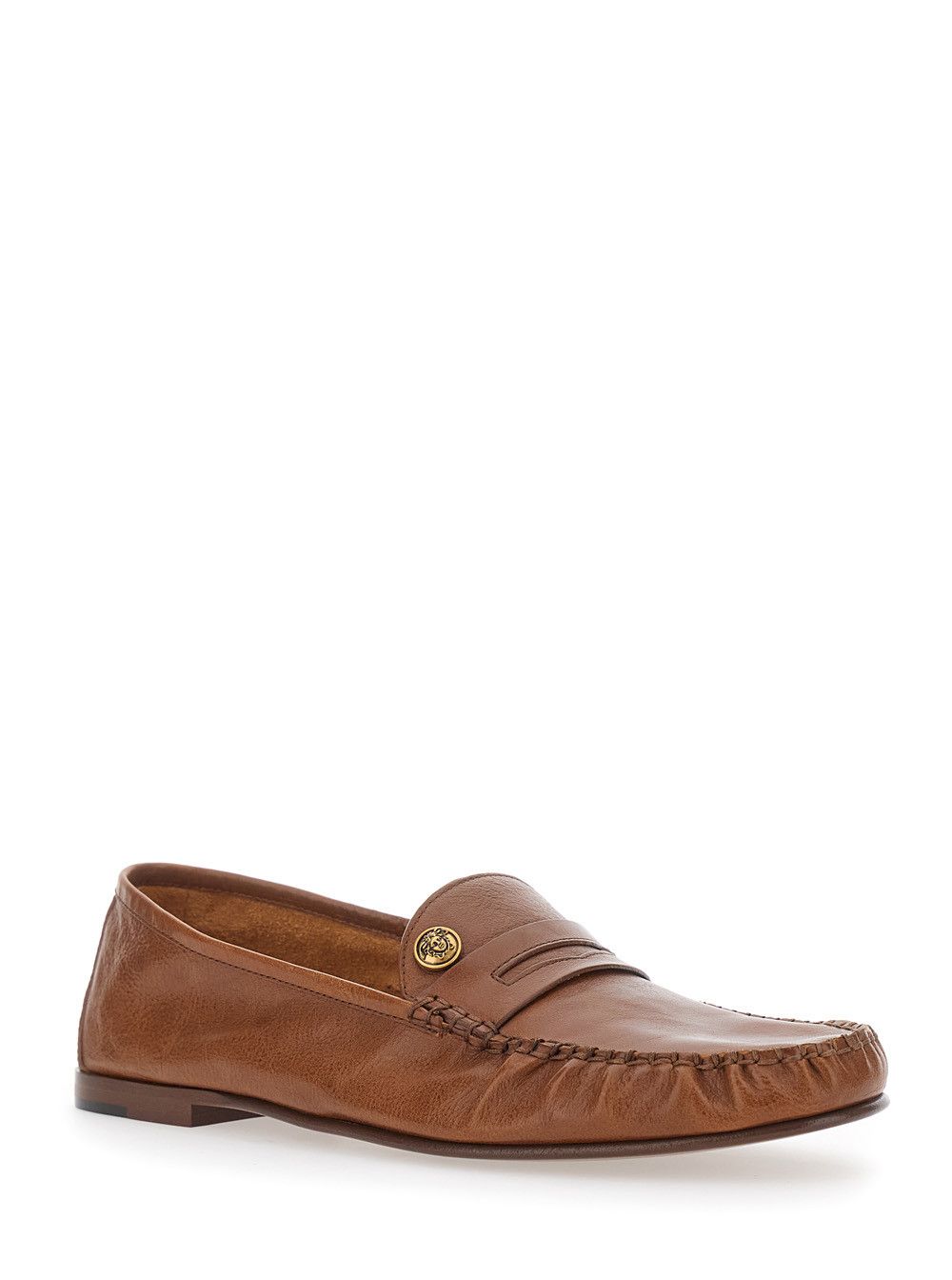 Versace Loafers 'LEAFER MEDUSA' Brown with Rounded Toe in Leather for Men Size US 8 / EU 41 - 2 Thumbnail