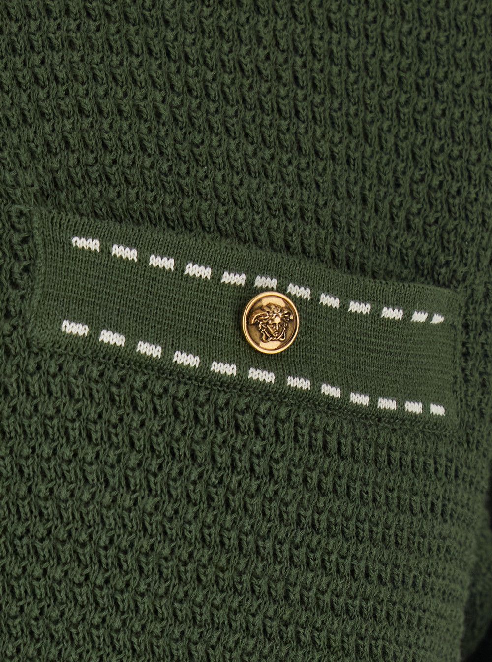 Versace LOOK 20 CROCHE POLO Green with Collar and Short Sleeves in Cotton Men Size US M / EU 48-50 / 2 - 3 Thumbnail