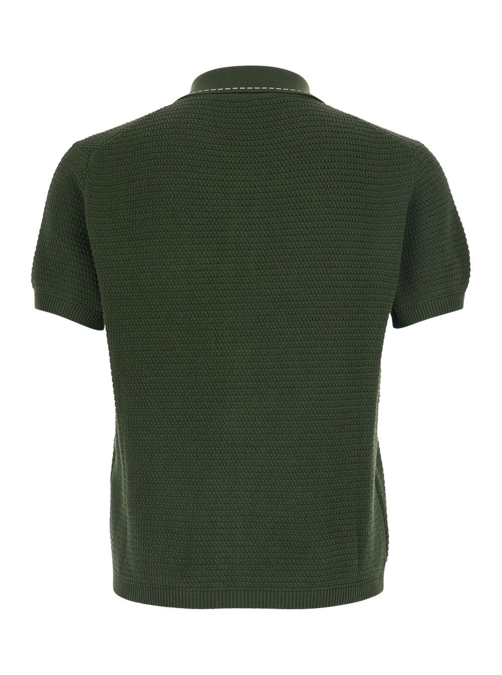 Versace LOOK 20 CROCHE POLO Green with Collar and Short Sleeves in Cotton Men Size US M / EU 48-50 / 2 - 2 Thumbnail