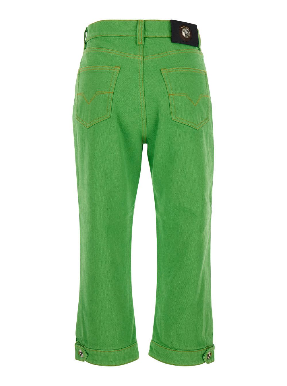 Versace 'Capri' Green Five-Pocket Jeans with Medusa Patch on the Back In cotton for Women Size 26" / US 2 / IT 38 - 2 Thumbnail