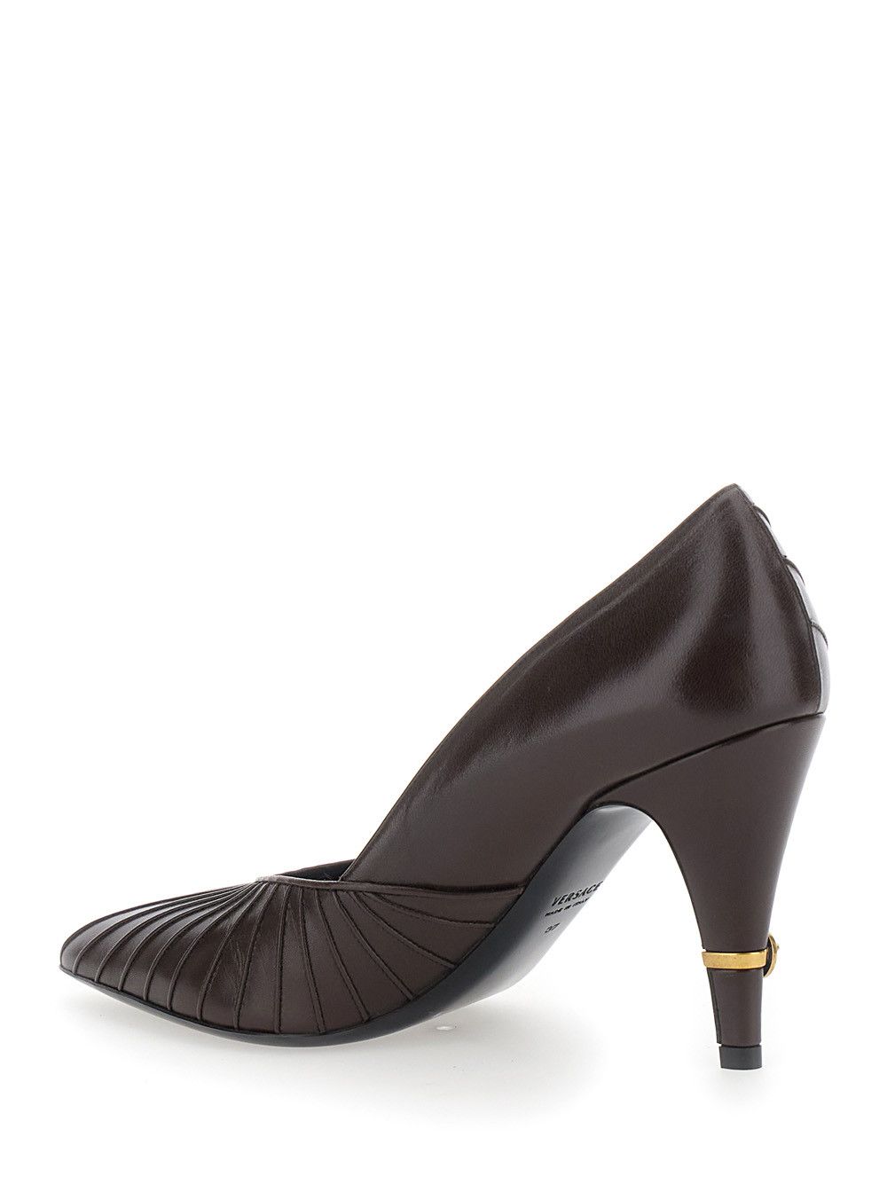 Versace GIANNI PUMP LEATHER Brown Leather Pumps for Women Size US 8 / IT 38 - 3 Thumbnail