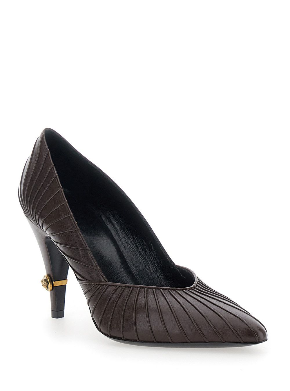 Versace GIANNI PUMP LEATHER Brown Leather Pumps for Women Size US 8 / IT 38 - 2 Thumbnail