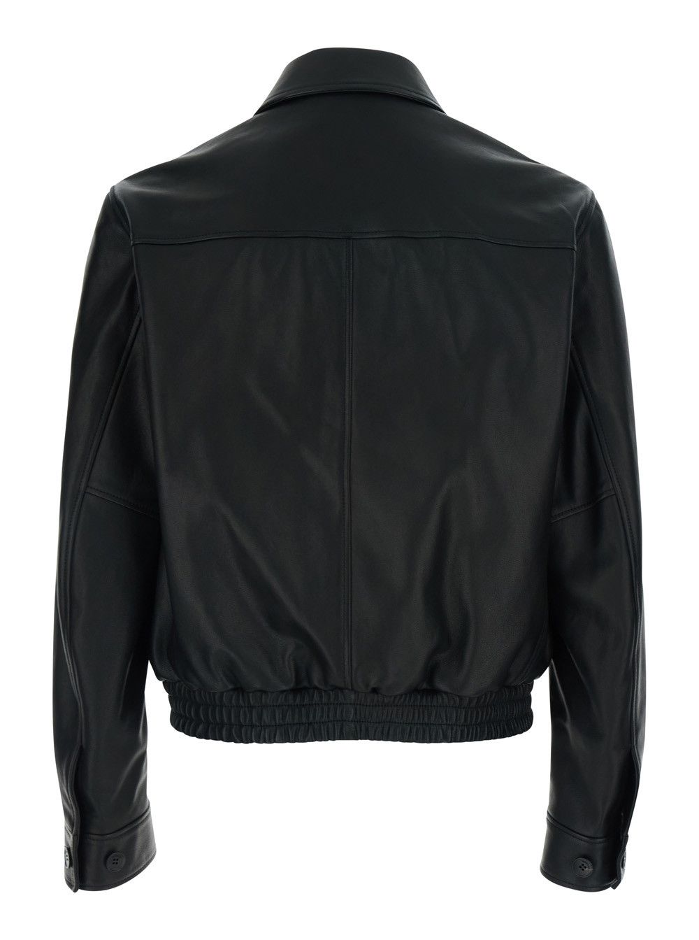 Versace BLACK JACKET - Jacket with Front Closure and High Collar - Leather - Men Size US L / EU 52-54 / 3 - 2 Thumbnail