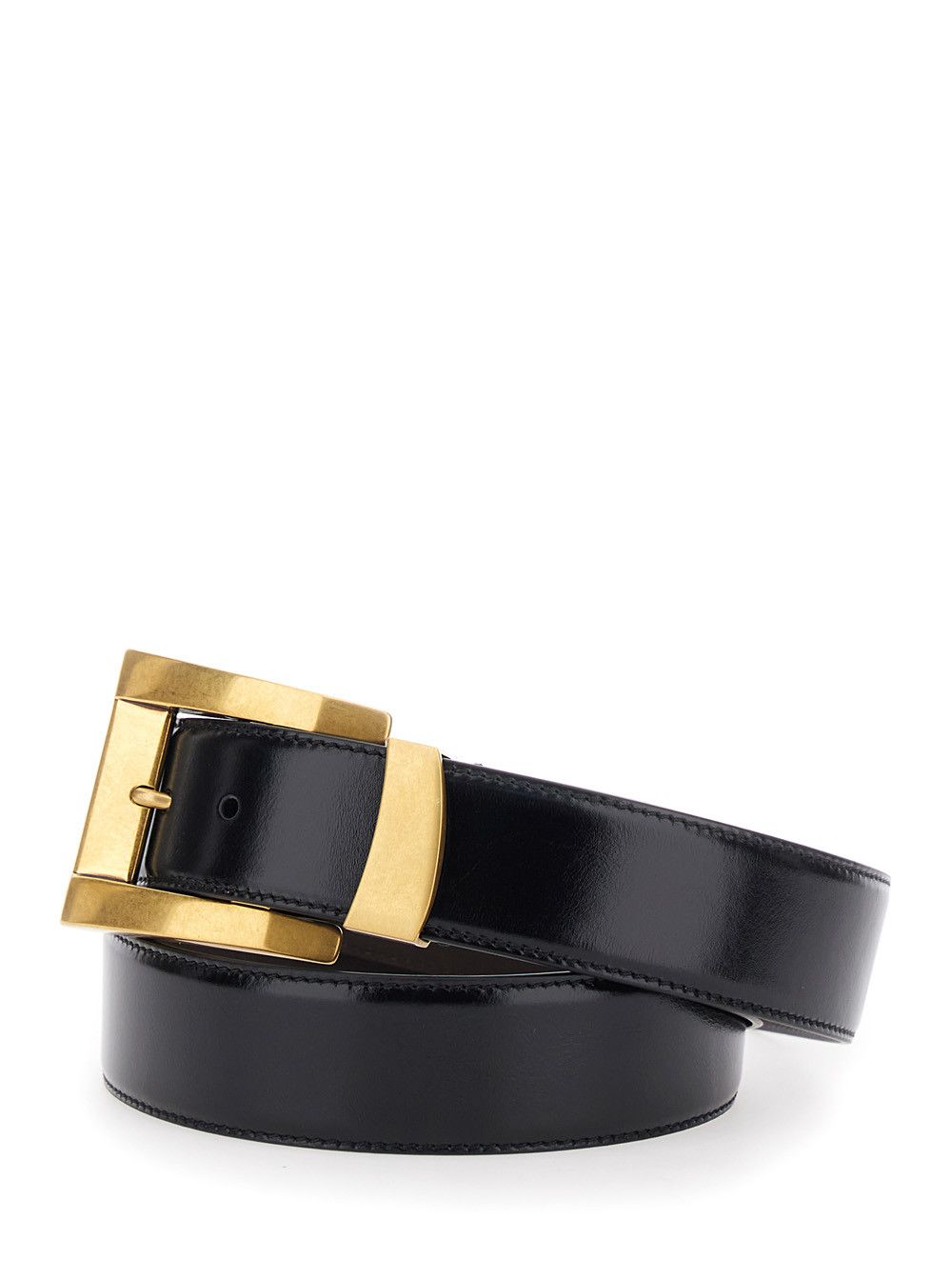 Versace Black Belt with Flat Buckle in Leather for Men Size ONE SIZE - 2 Thumbnail