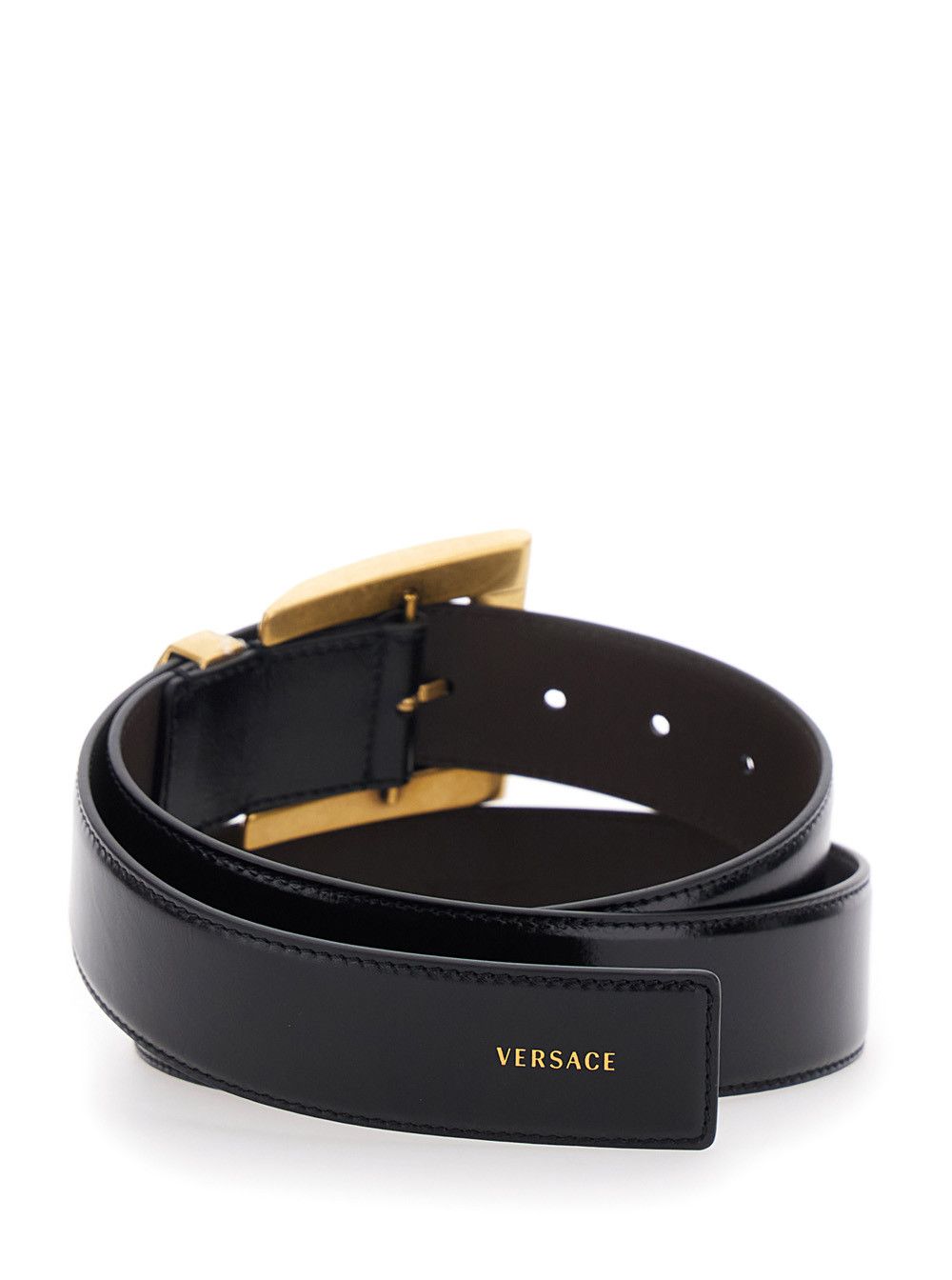 Versace Black Belt with Flat Buckle in Leather for Men Size ONE SIZE - 3 Thumbnail