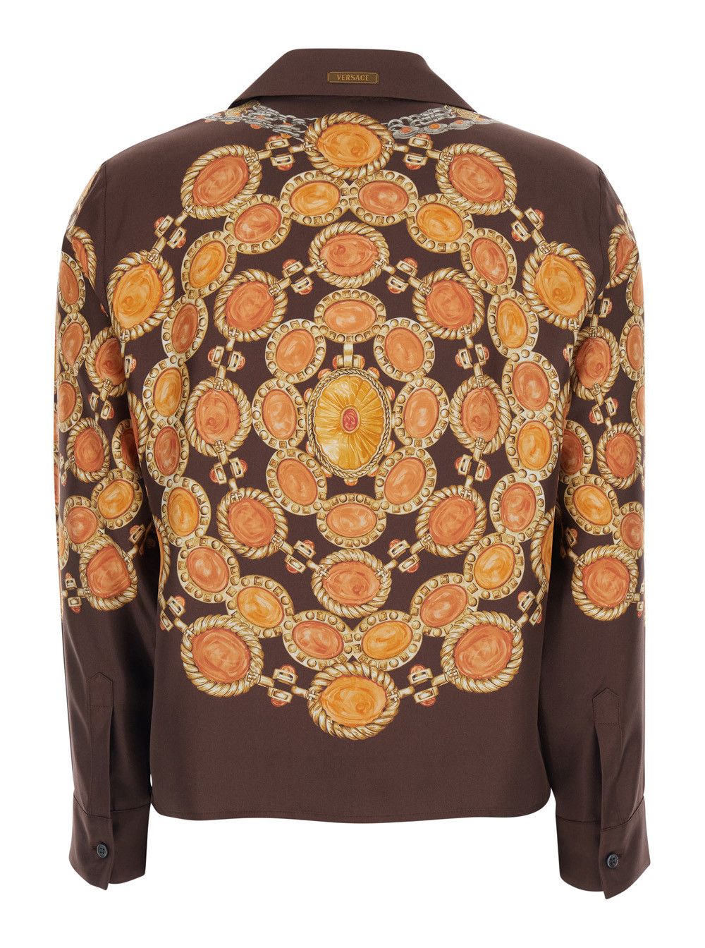 Versace Shirt 'PRINTED SHIRT LOOK 62' Brown with Printed Silk Motif for Women Size M / US 6-8 / IT 42-44 - 2 Thumbnail