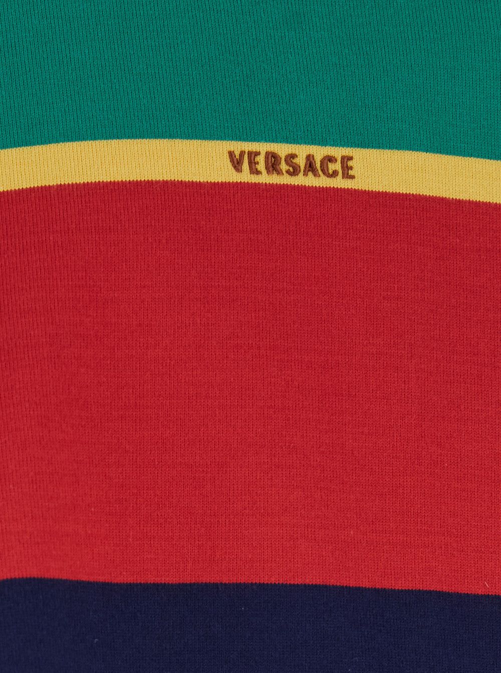 Versace Sweatshirt "STRIPS" Green with Logo Print Details on the Front in Cotton for Women Size US L / EU 52-54 / 3 - 3 Thumbnail