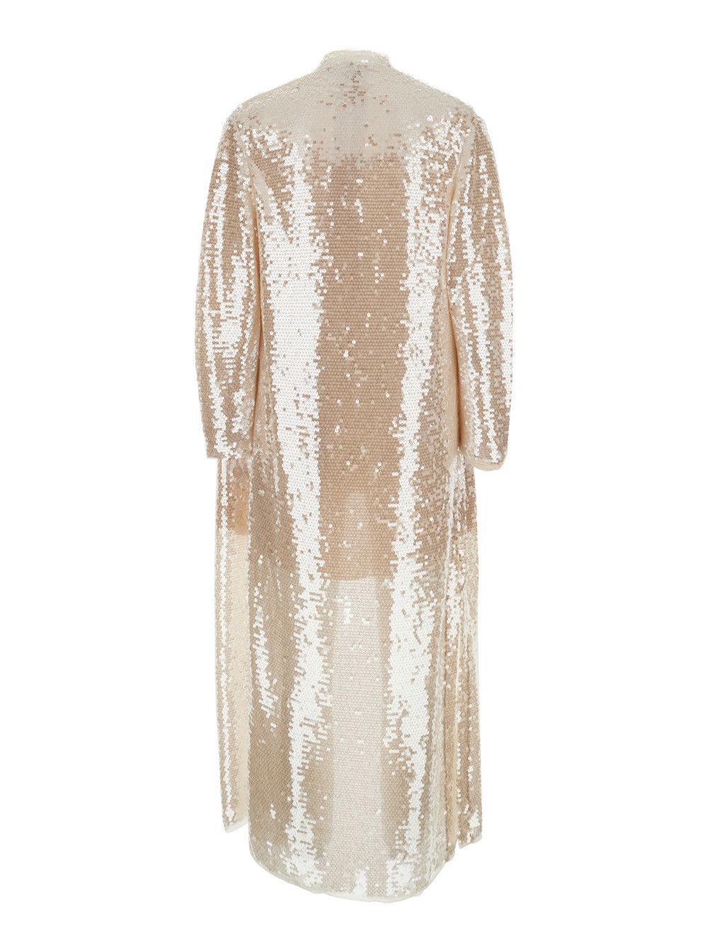 forte_forte Long Dress 'liquid sequins' with White Details in Tech Fabric for Women Size M / US 6-8 / IT 42-44 - 2 Thumbnail