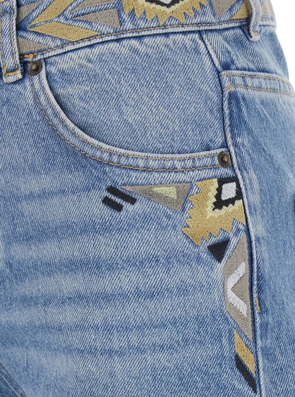 ba&sh 'Rize' Blue Jeans with Embroidery Details and Five-Pocket Design in Cotton Woman Size 28" / US 6 / IT 42 - 3 Thumbnail