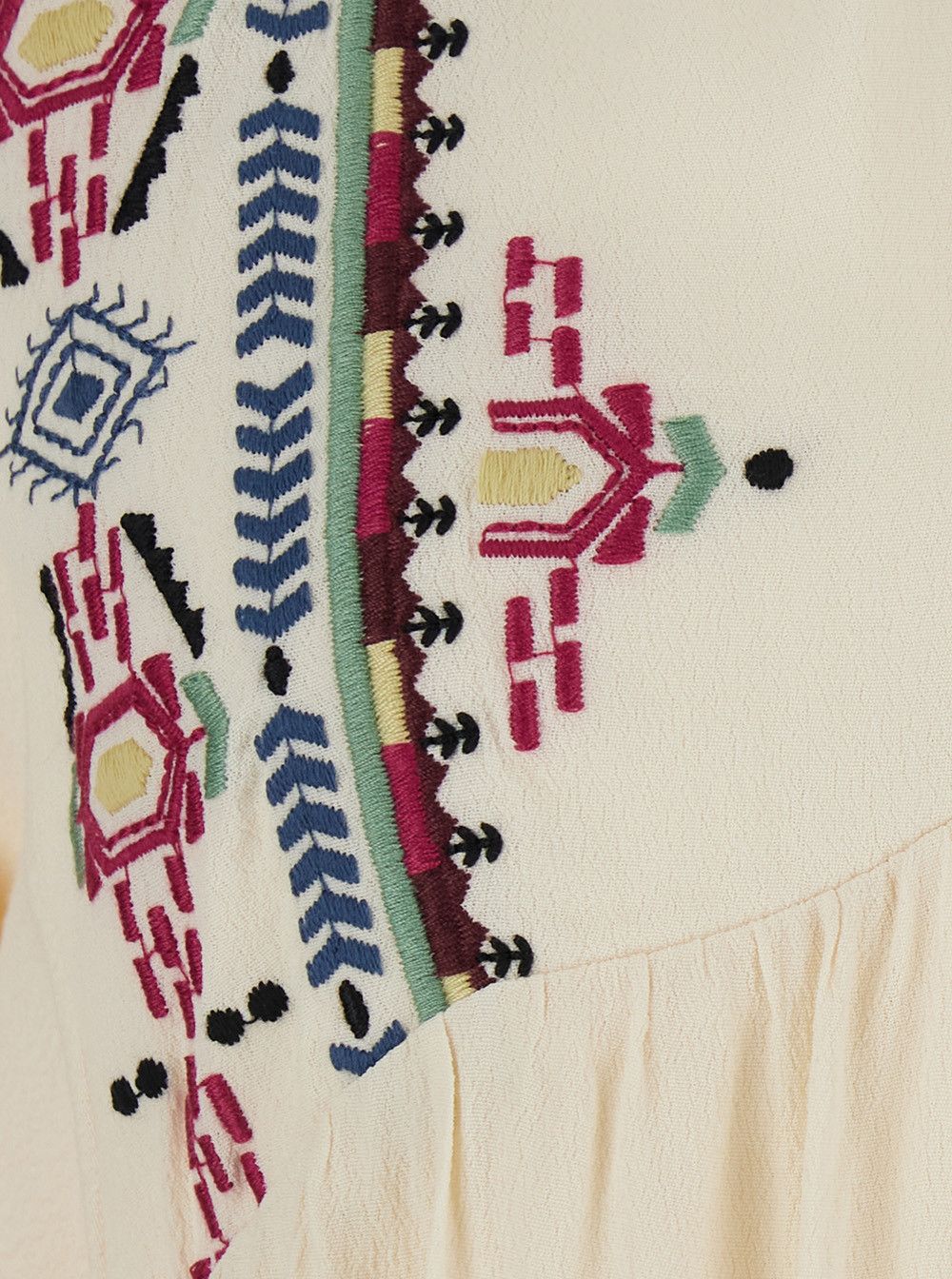 ba&sh 'Telma' White Dress with Knot Closure and Embroidered Details in Viscose Woman Size XS / US 0-2 / IT 36-38 - 3 Thumbnail