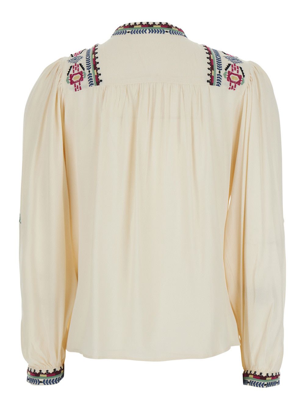 ba&sh White Blouse with Knot Closure and Embroidered Details in Viscose Woman Size M / US 6-8 / IT 42-44 - 2 Thumbnail