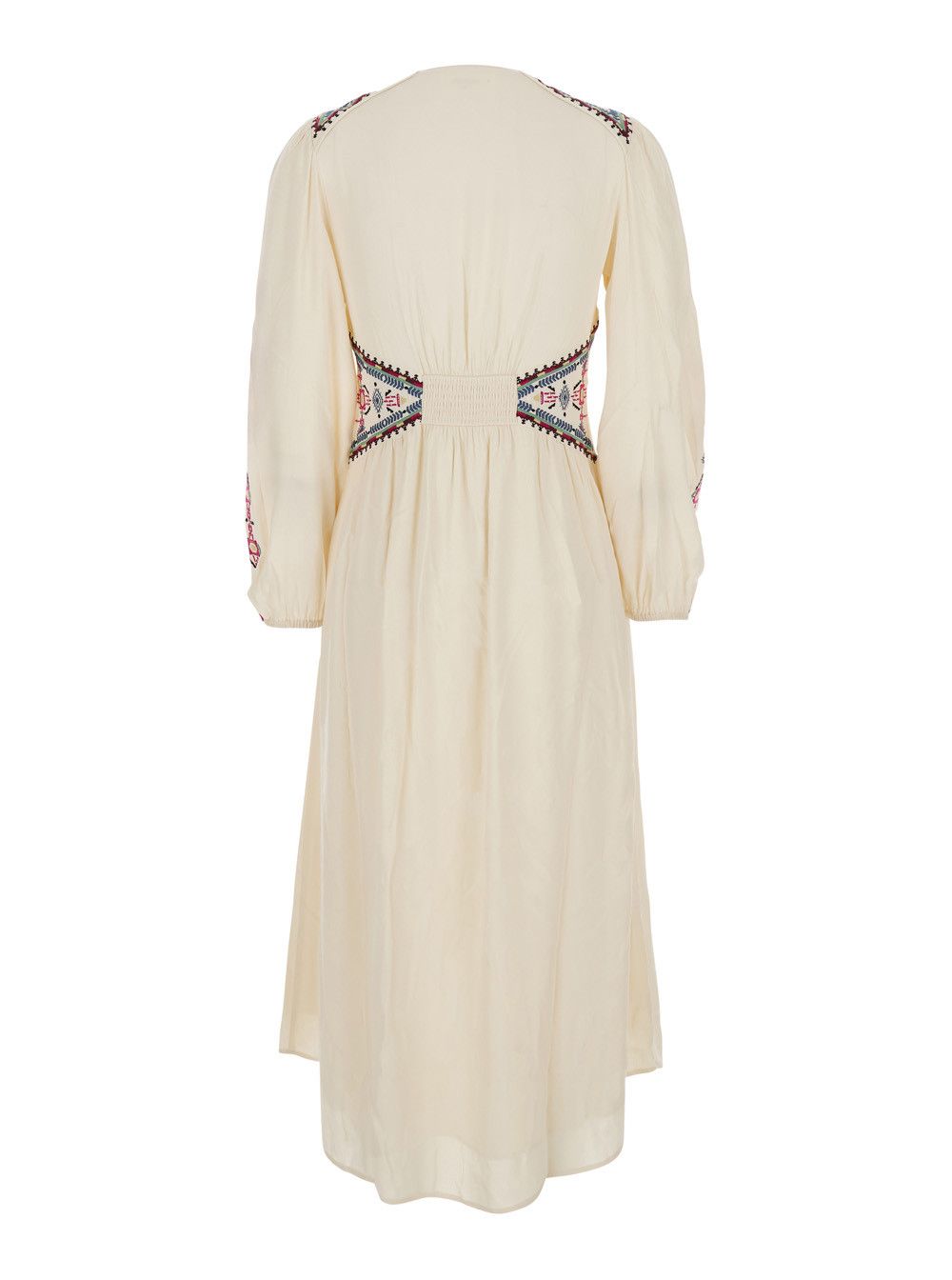 ba&sh 'Tina' White Long Dress with V-neck and embroidery decorations in viscose woman Size M / US 6-8 / IT 42-44 - 2 Thumbnail