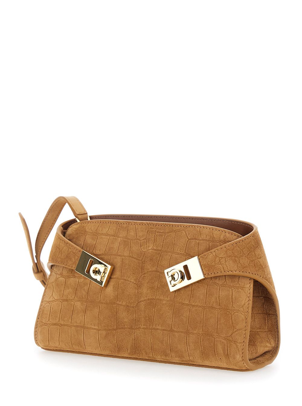 Salvatore Ferragamo Beige Crossbody bag 'Hug' with Gancini buckle in Suede Women Size ONE SIZE - 2 Thumbnail
