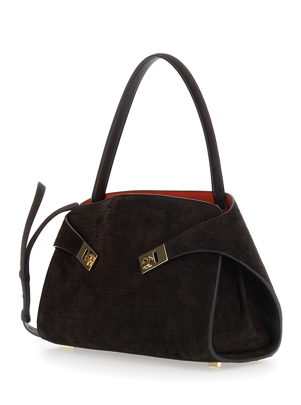 Salvatore Ferragamo Crossbody bag 'Hug Croco' with Adjustable Strap and Crocodile-embossed Leather Effect in Brown Suede for Women Size ONE SIZE - 2 Thumbnail