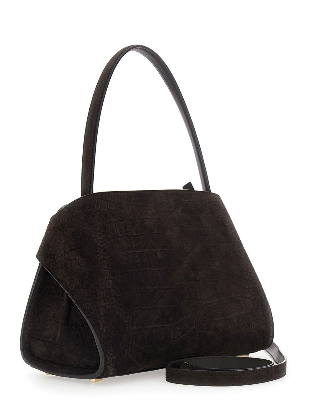 Salvatore Ferragamo Crossbody bag 'Hug Croco' with Adjustable Strap and Crocodile-embossed Leather Effect in Brown Suede for Women Size ONE SIZE - 3 Thumbnail