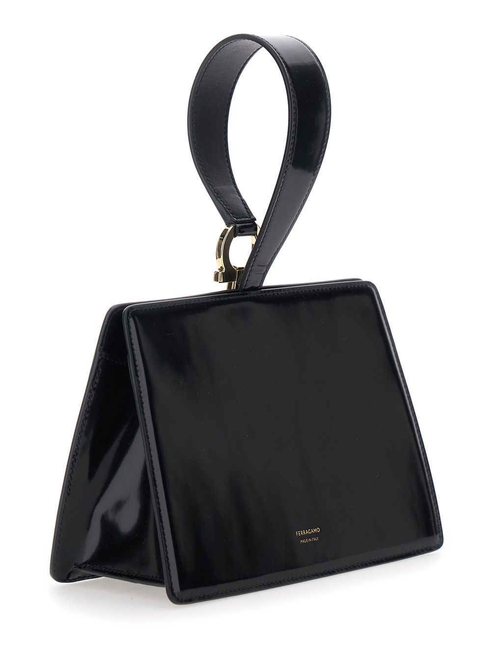 Salvatore Ferragamo Black Clutch with Gancini Press-Button and Handle In Leather for Women Size ONE SIZE - 3 Thumbnail