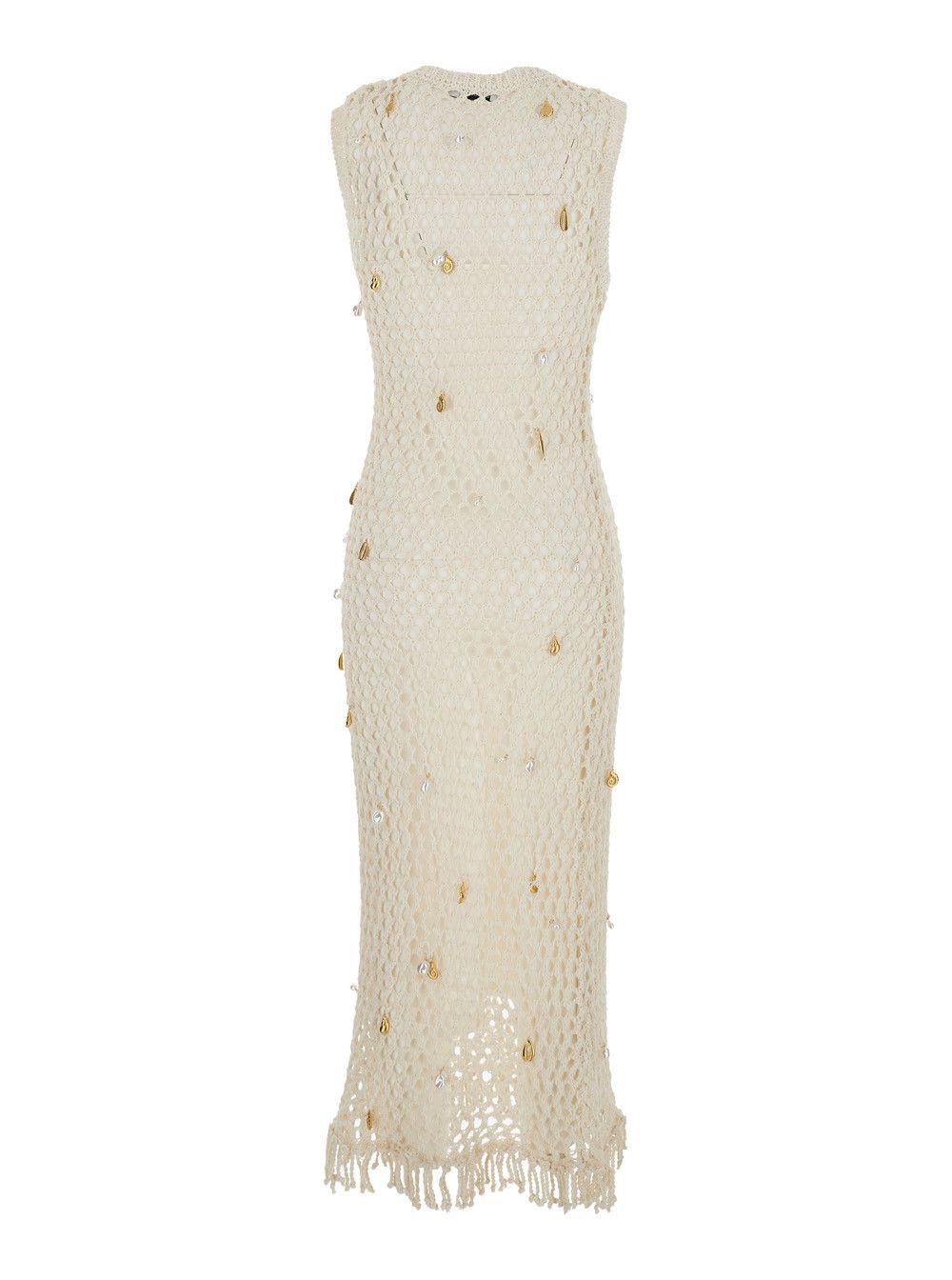 Simkhai Dress Midi 'CORALIA KNIT CHARMED' White with Cotton and Nylon Mesh Details for Women Size M / US 6-8 / IT 42-44 - 2 Thumbnail