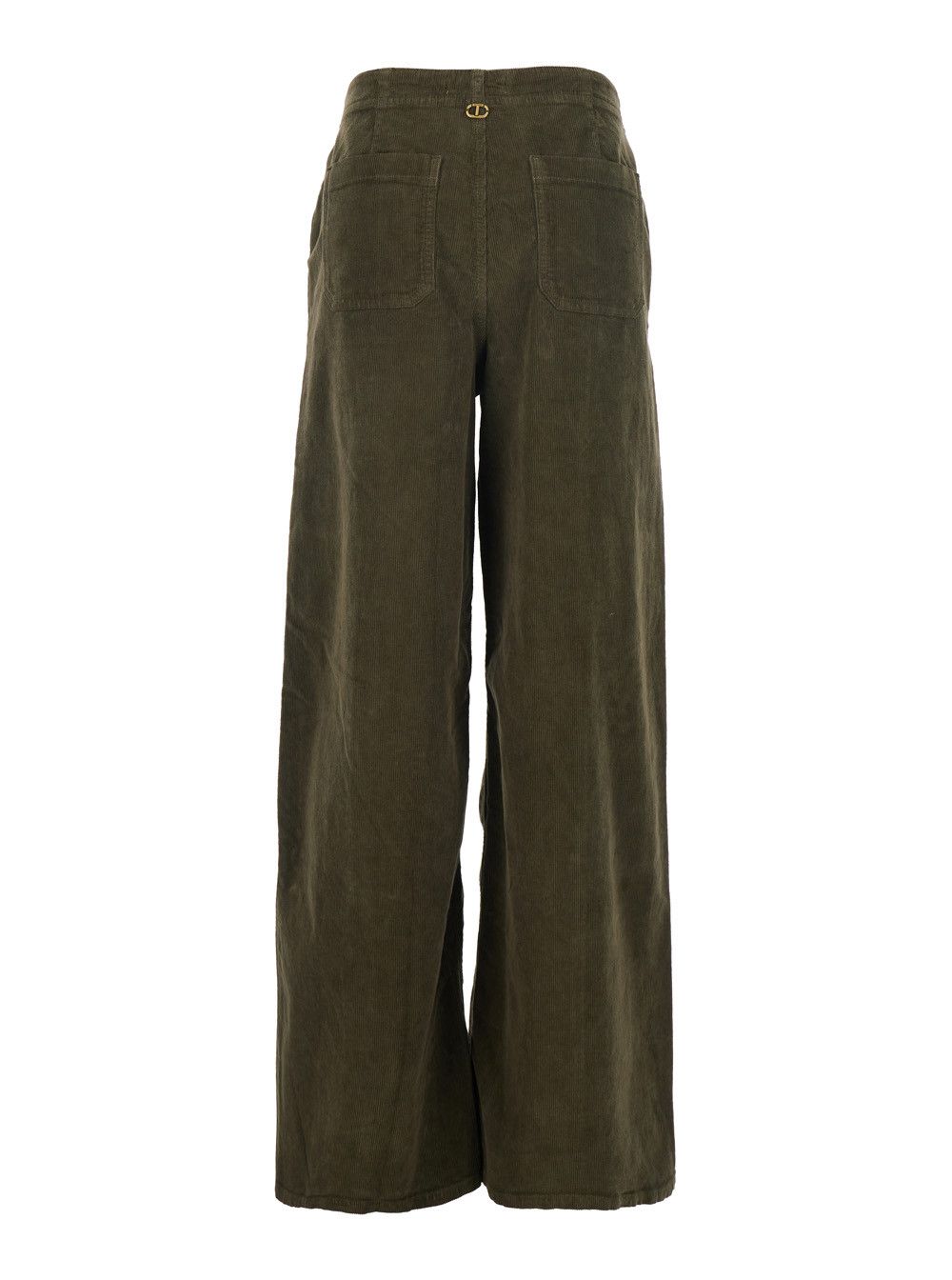 TWINSET Brown Pants with Belt Loops in Ribbed Velvet Woman Size 28" / US 6 / IT 42 - 2 Thumbnail
