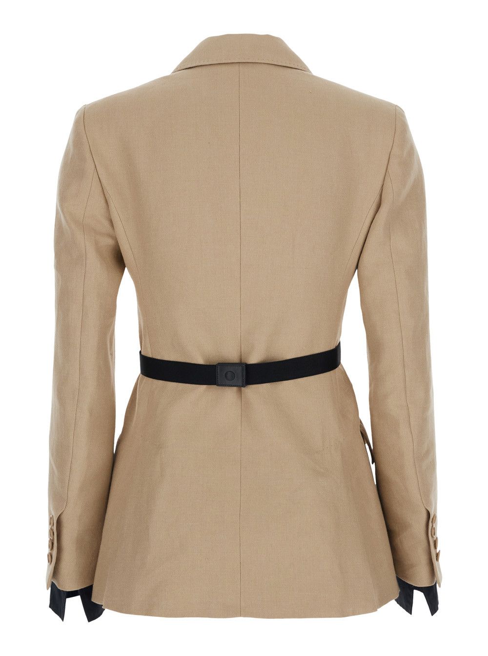 Max Mara 'Fionda' Beige Linen Jacket with Notched Revers and Adjustable Waist Belt Woman Size M / US 6-8 / IT 42-44 - 2 Thumbnail