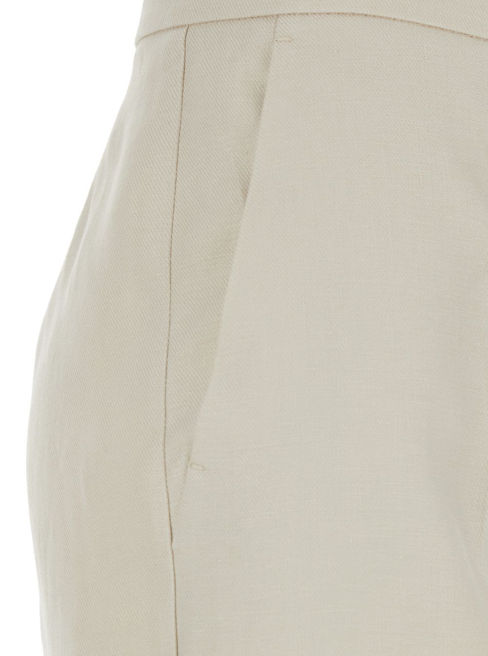 Max Mara Beige High-Waisted Linen Pants for Women Size 28" / US 6 / IT 42 - 3 Thumbnail