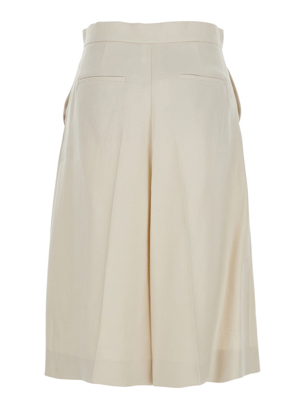 Max Mara Beige Linen Bermuda Shorts with Wide-Leg Woman Size 30" / US 8 / IT 44 - 2 Thumbnail