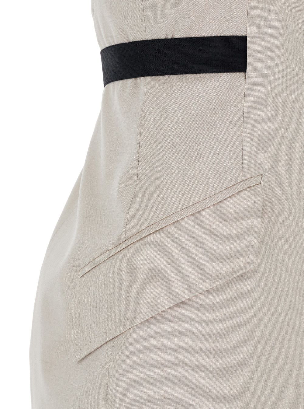 Max Mara Beige Dress with notched revers and open back in Blend Cotton and Virgin Wool Woman Size M / US 6-8 / IT 42-44 - 3 Thumbnail