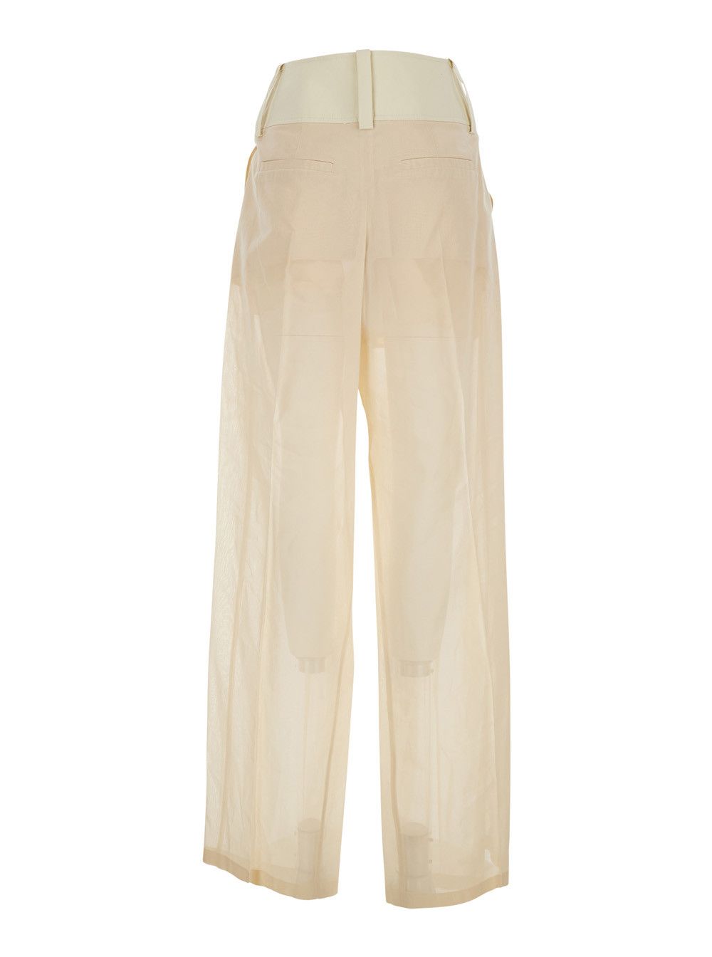 Sportmax SPSFERITO Pants with Elegant Design in White Cotton for Women Size 28" / US 6 / IT 42 - 2 Thumbnail